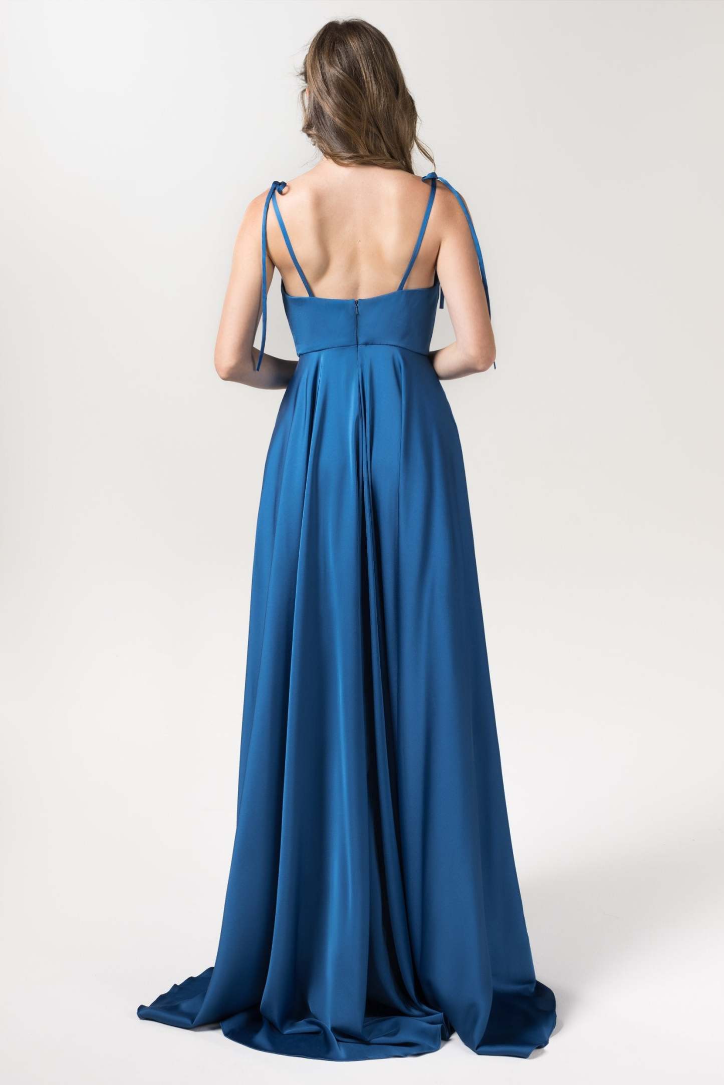 A-Line Sweep-Brush Train Luxe Satin Bridesmaid Dress Formal Dresses CB0620
