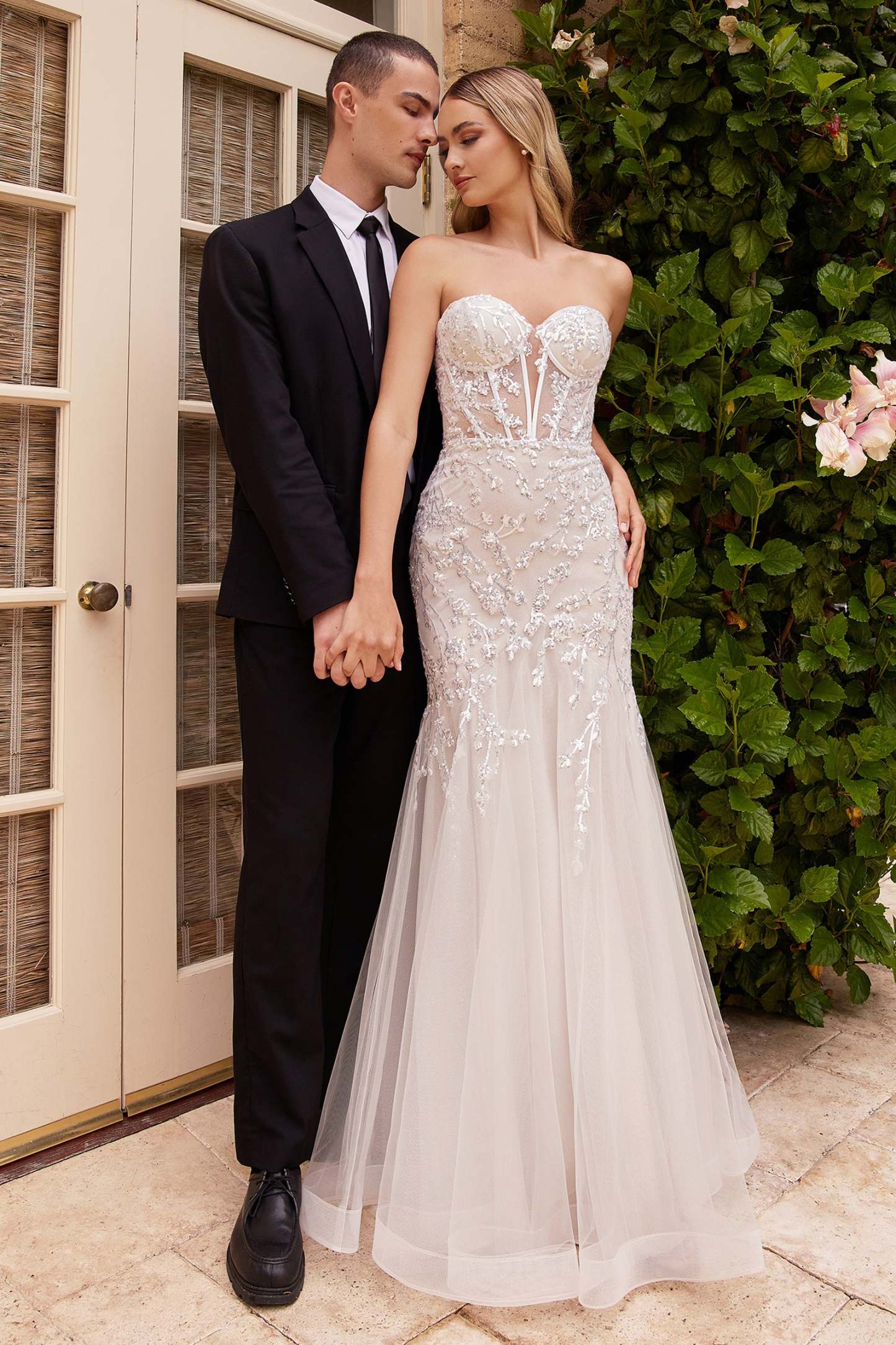 Stunning Strapless Beaded Mermaid Wedding Dress #CB126W