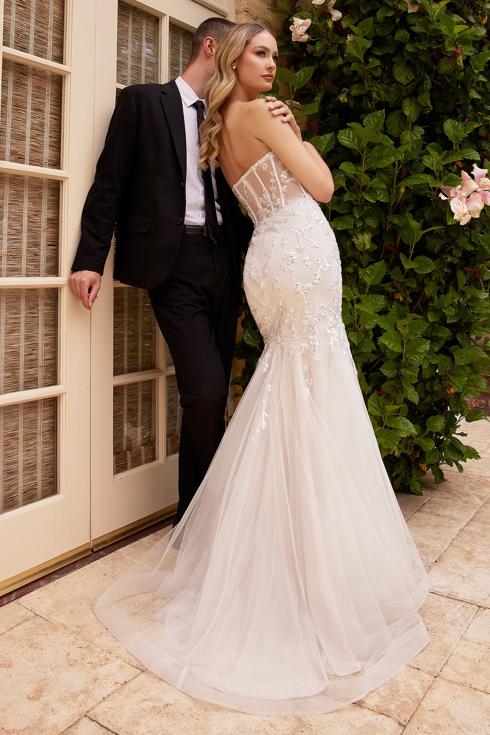 Stunning Strapless Beaded Mermaid Wedding Dress #CB126W