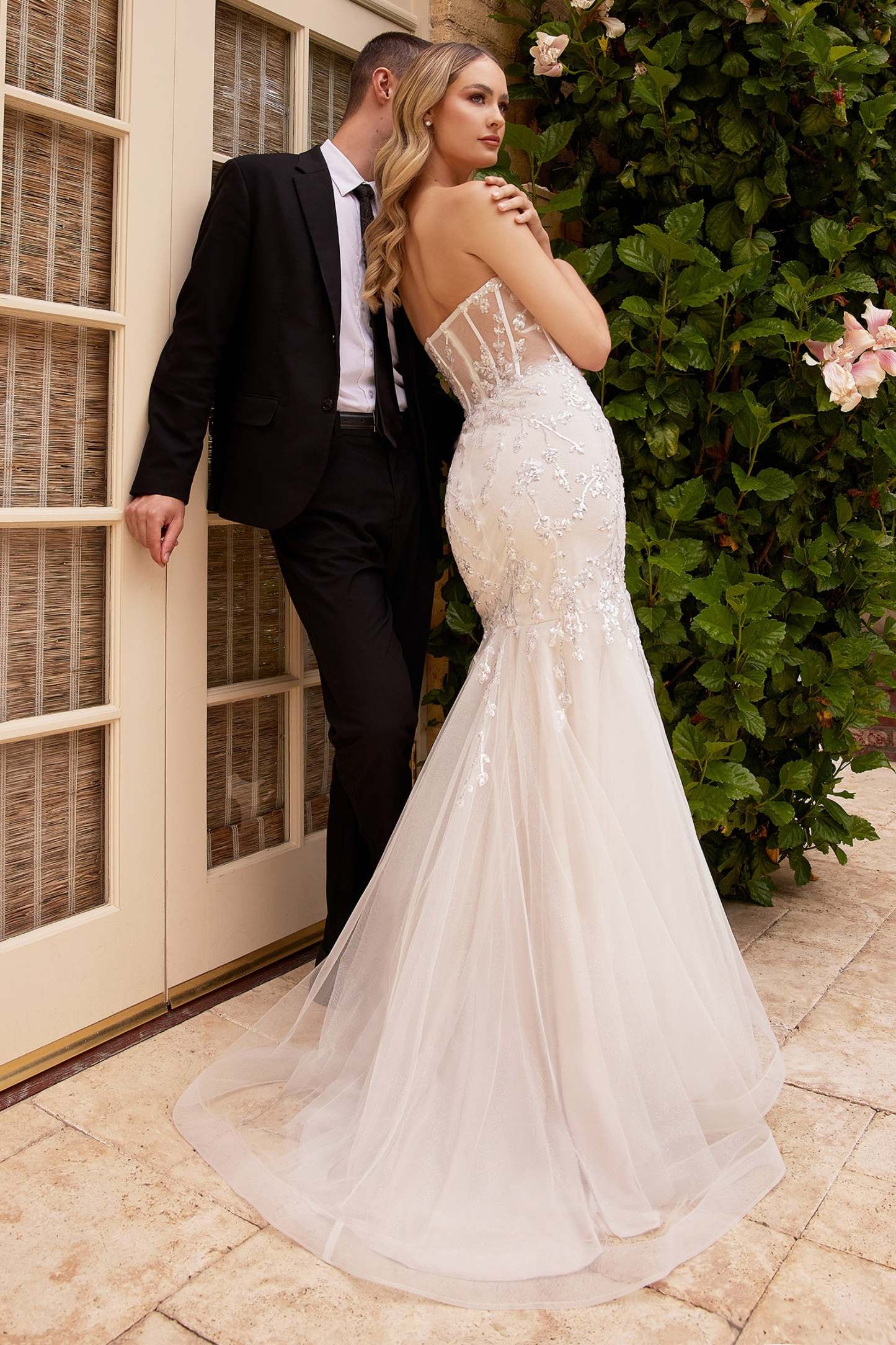 Stunning Strapless Beaded Mermaid Wedding Dress #CB126W