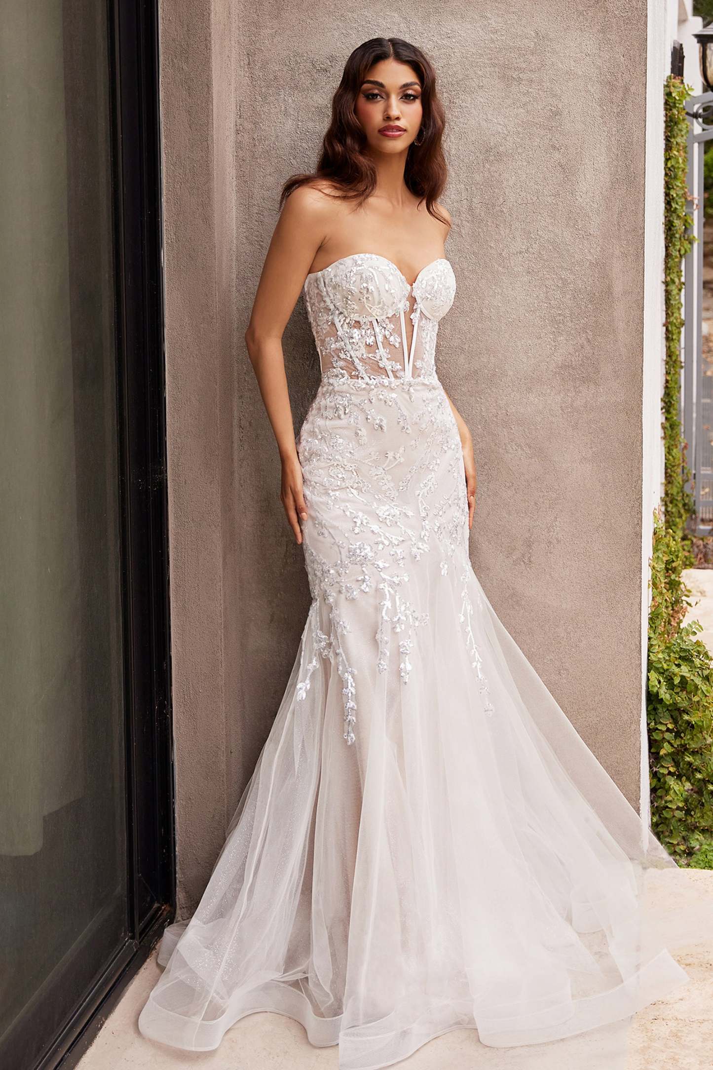 Stunning Strapless Beaded Mermaid Wedding Dress #CB126W