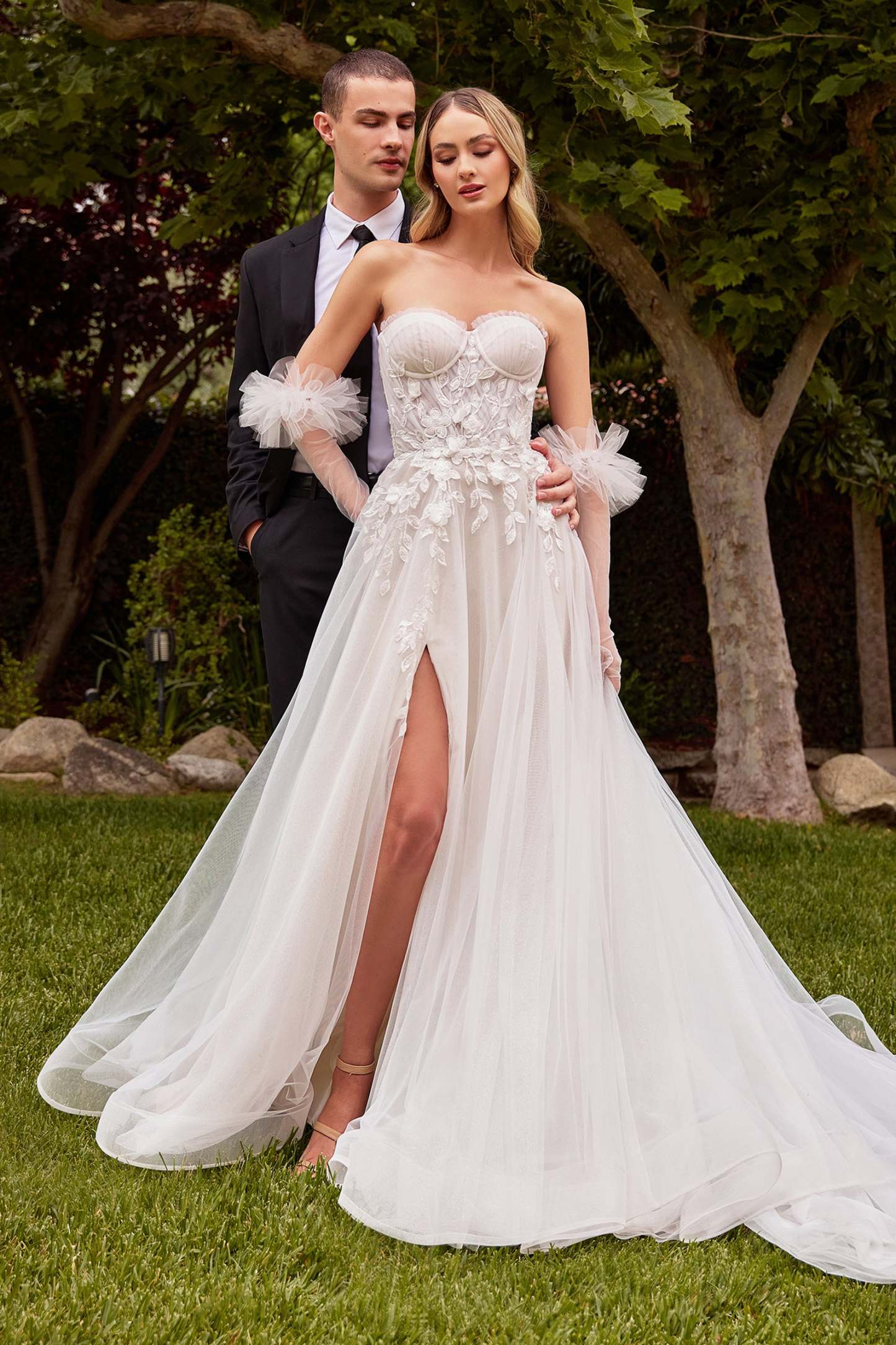 Elegance A-Line Strapless Sweetheart Tulle Bridal Gown #CD859W