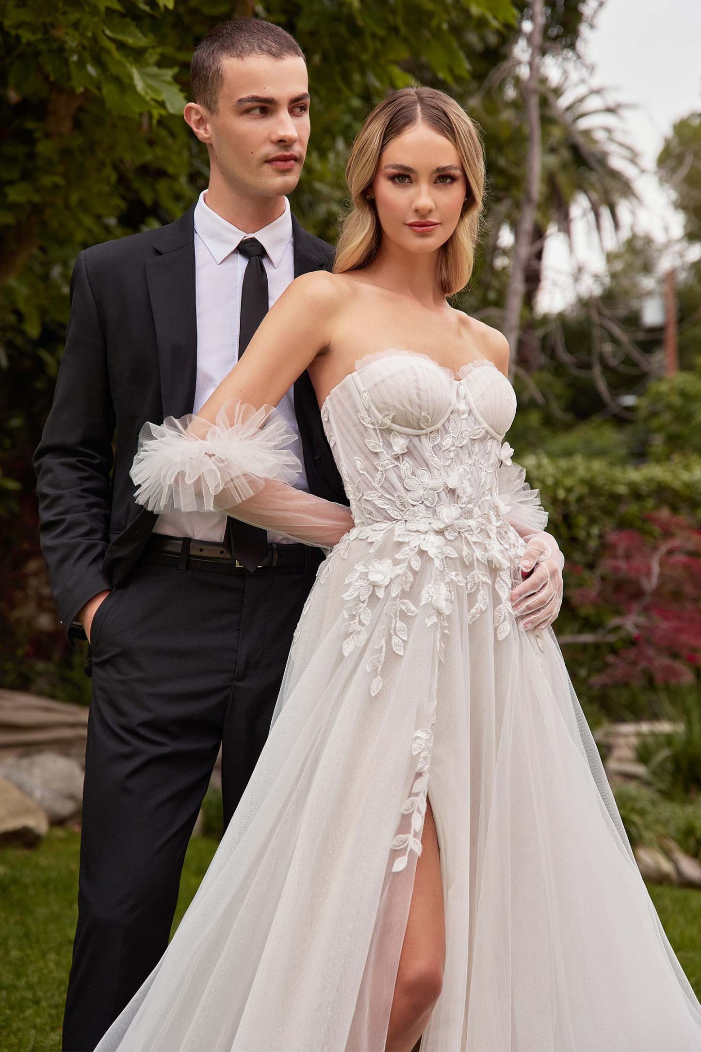 Elegance A-Line Strapless Sweetheart Tulle Bridal Gown #CD859W