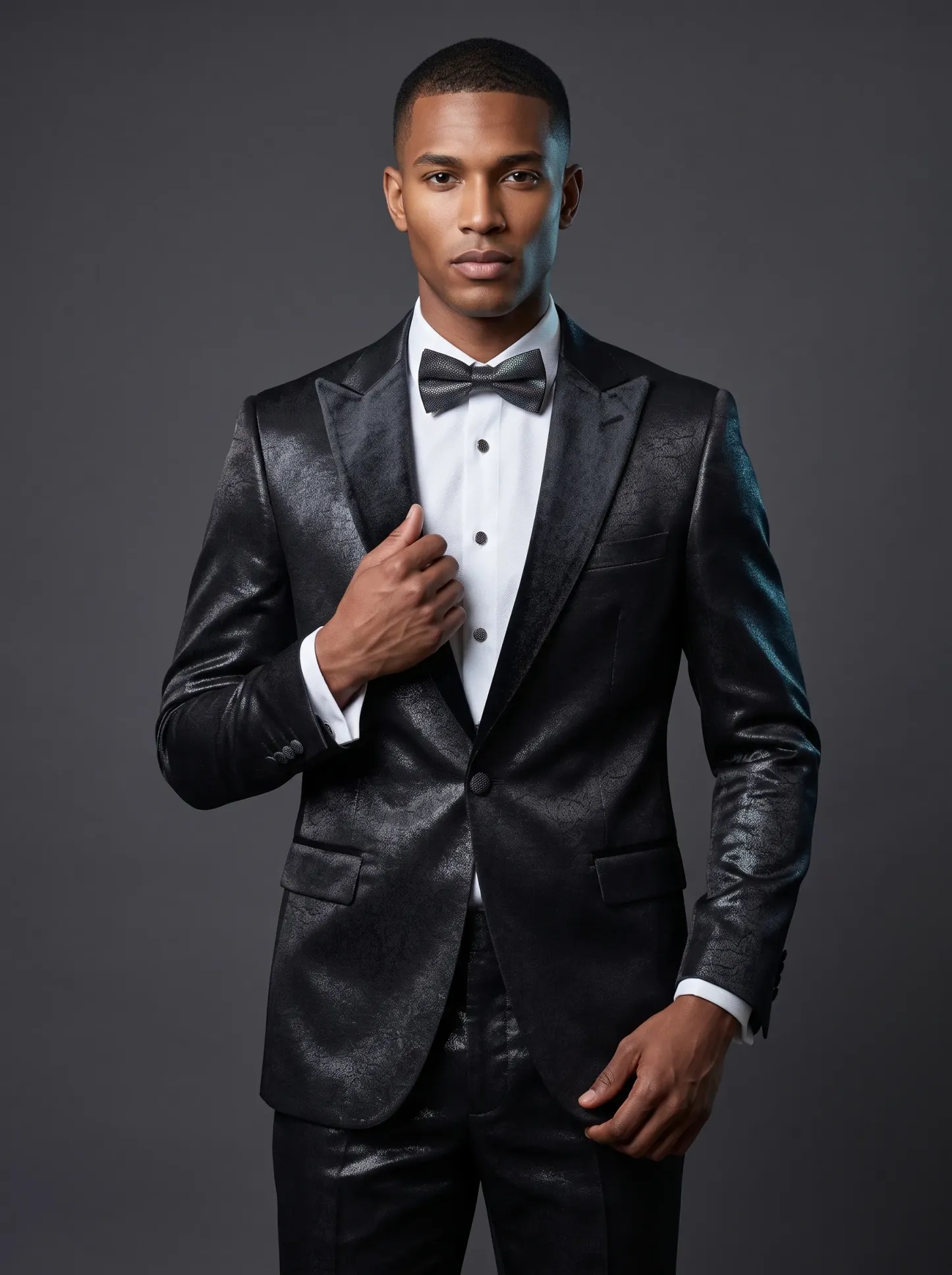 [Copy]Opulent White & Silver Baroque Jacquard Suit | Men's Double-Breasted Peak Lapel 2-Piece Formal Prom Tuxedo