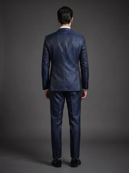 [Copy]Opulent Ivory & Gold Damask Tuxedo | Men's Slim Fit Contrast Peak Lapel 2-Piece Formal Prom Suit