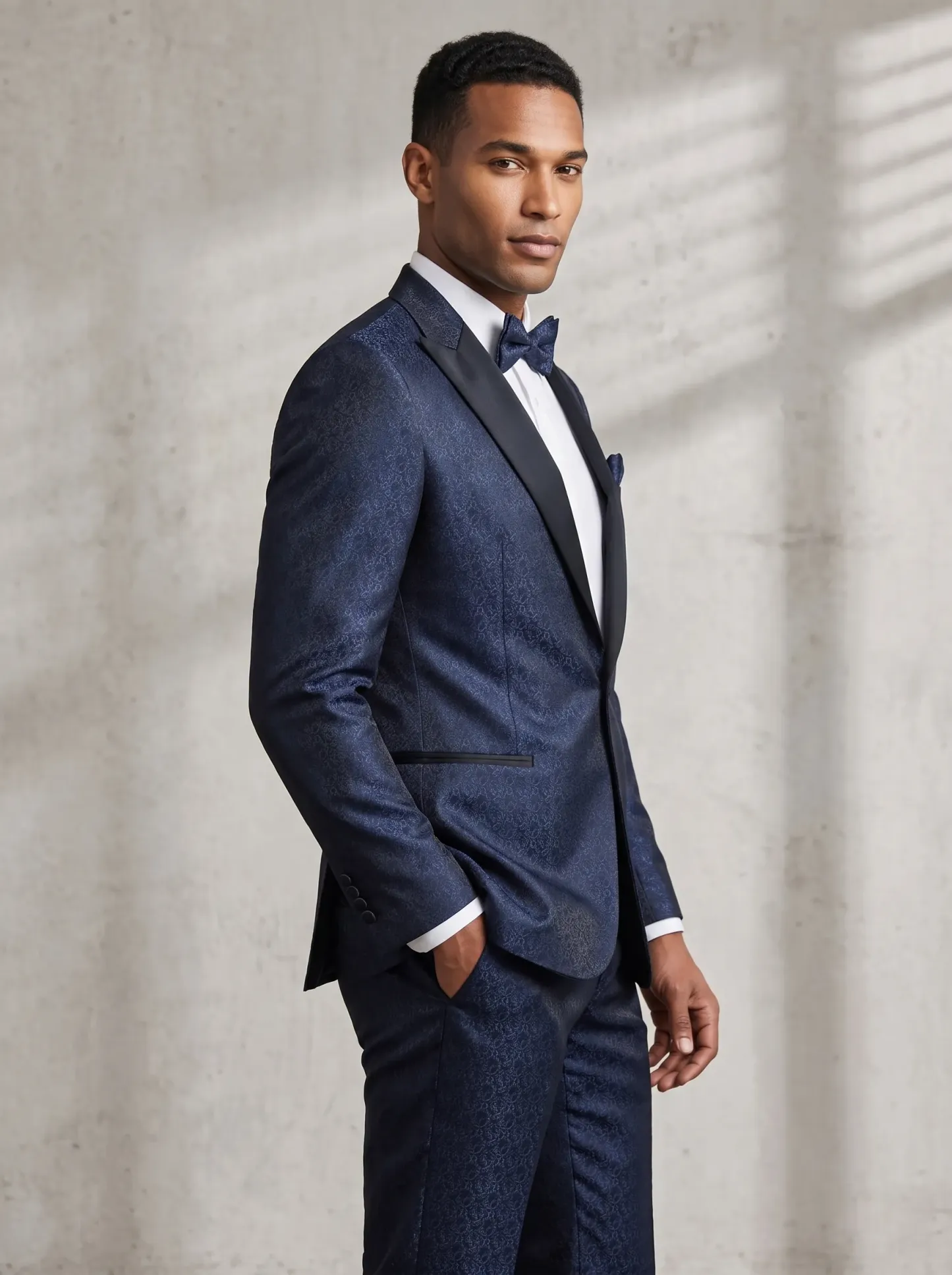 [Copy]Opulent Ivory & Gold Damask Tuxedo | Men's Slim Fit Contrast Peak Lapel 2-Piece Formal Prom Suit