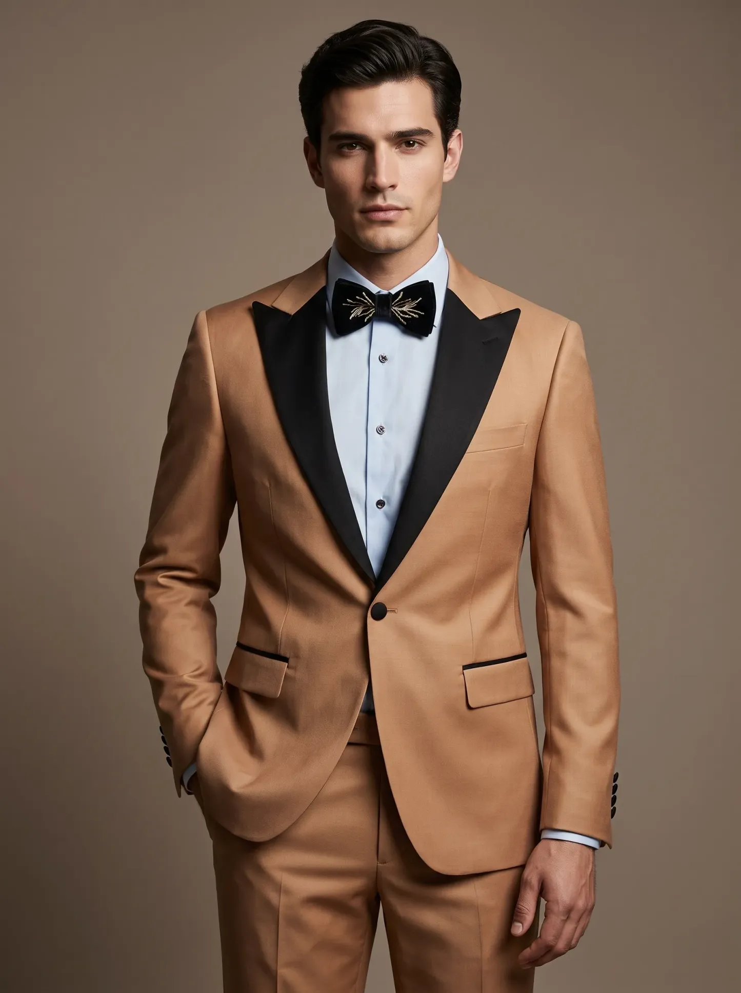 [Copy]Dapper Midnight Navy Floral Jacquard Suit | Men's Slim Fit Black Shawl Lapel 2-Piece Formal Prom Tuxedo