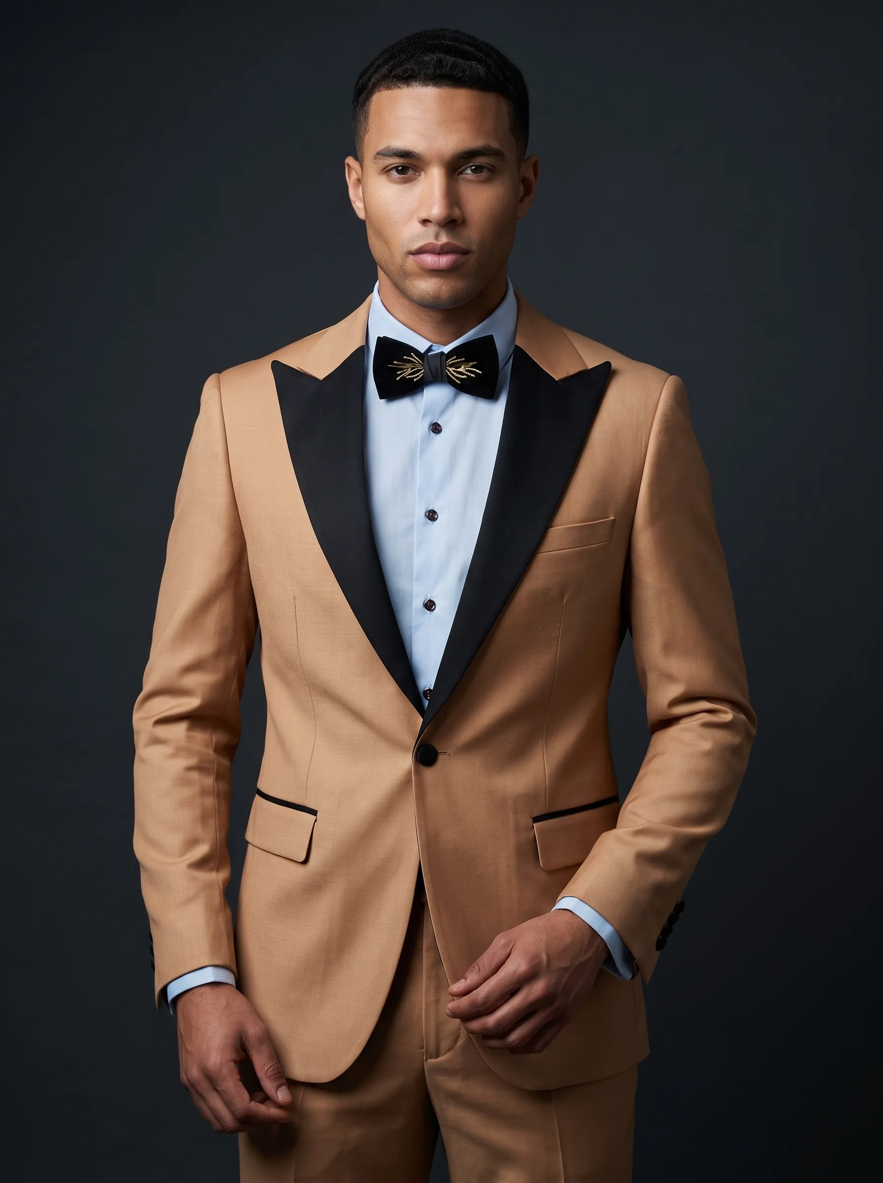 [Copy]Dapper Midnight Navy Floral Jacquard Suit | Men's Slim Fit Black Shawl Lapel 2-Piece Formal Prom Tuxedo