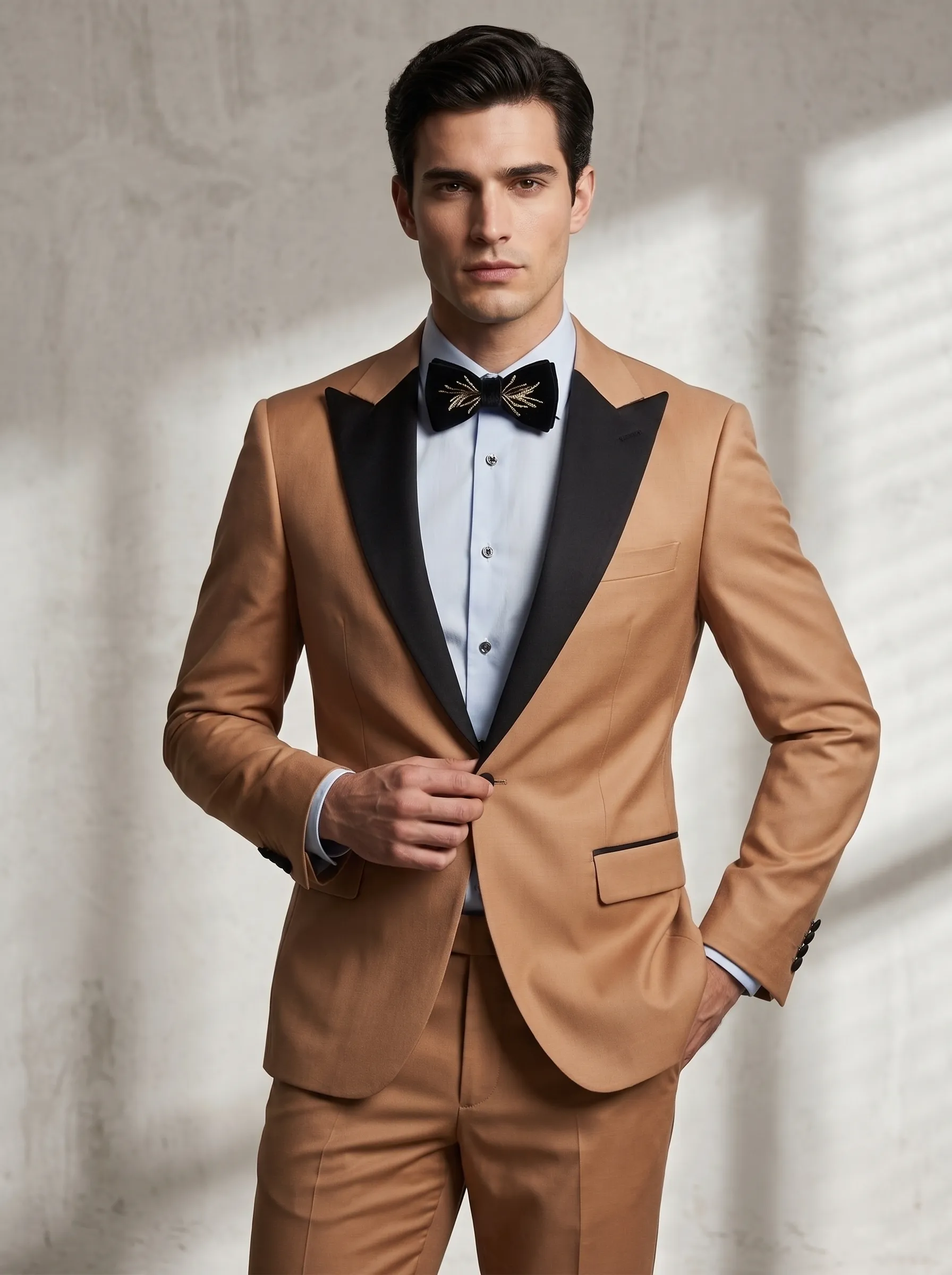 [Copy]Dapper Midnight Navy Floral Jacquard Suit | Men's Slim Fit Black Shawl Lapel 2-Piece Formal Prom Tuxedo