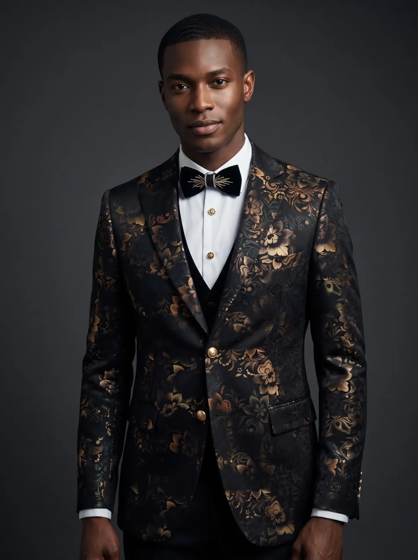 [Copy]Dapper Camel Brown Tuxedo | Men's Slim Fit Contrast Black Peak Lapel 2-Piece Formal Prom Suit