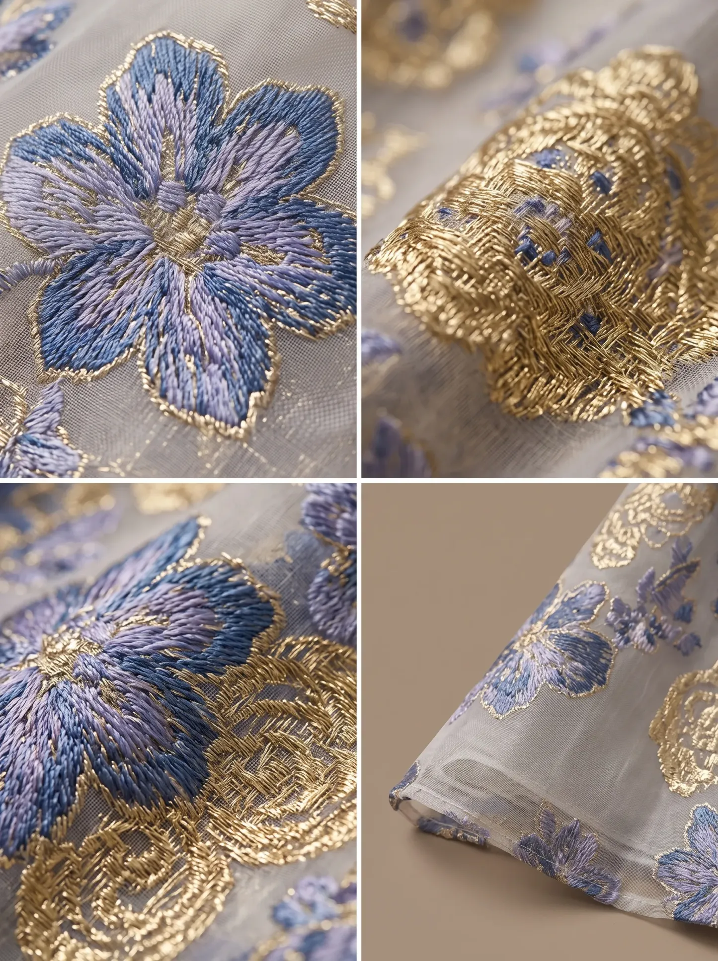 Grey Blue & Gold Floral Embroidered Strapless Corset Ball Gown with Lace-Up Back & High Slit CLP7022