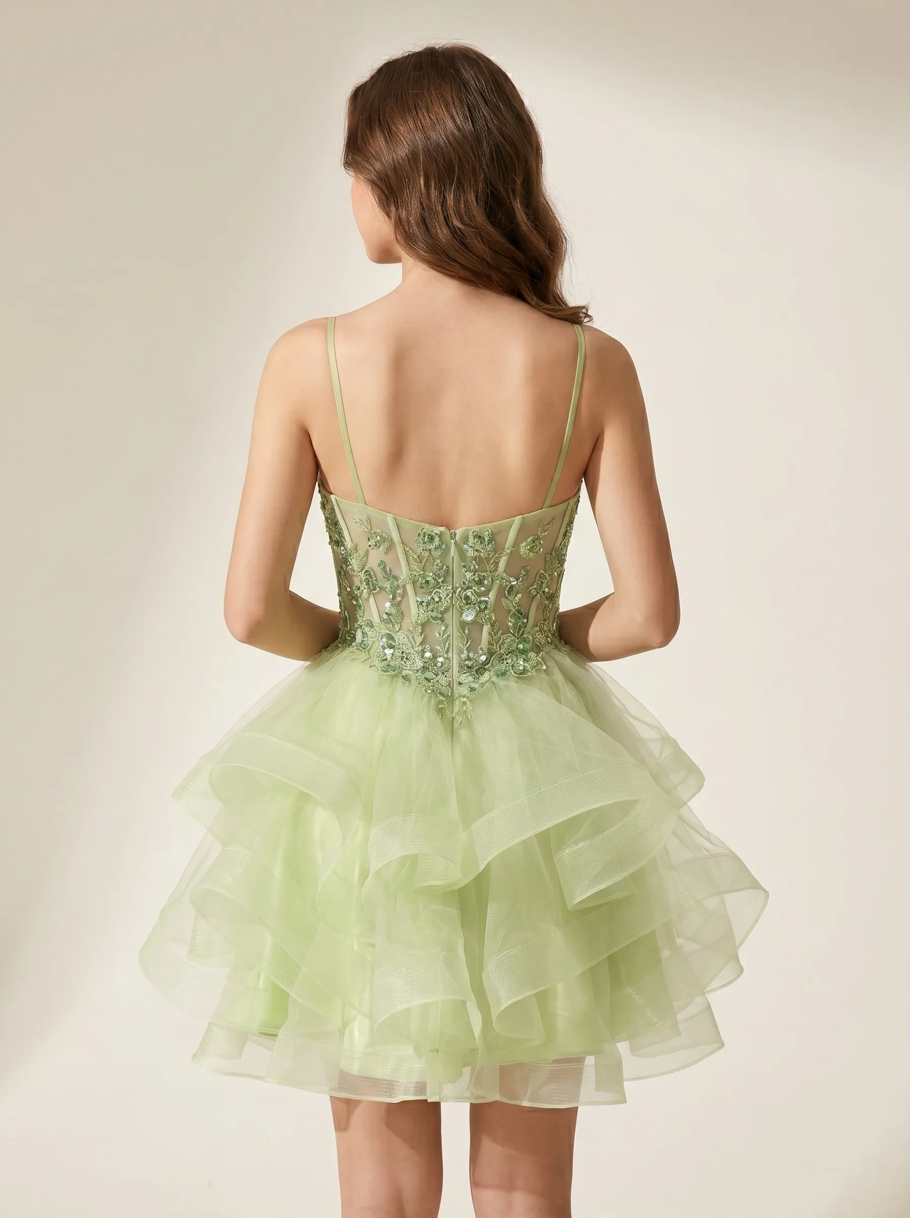 Light Green A-Line Strapless Short Homecoming Dress | Mini Corset Party Gown