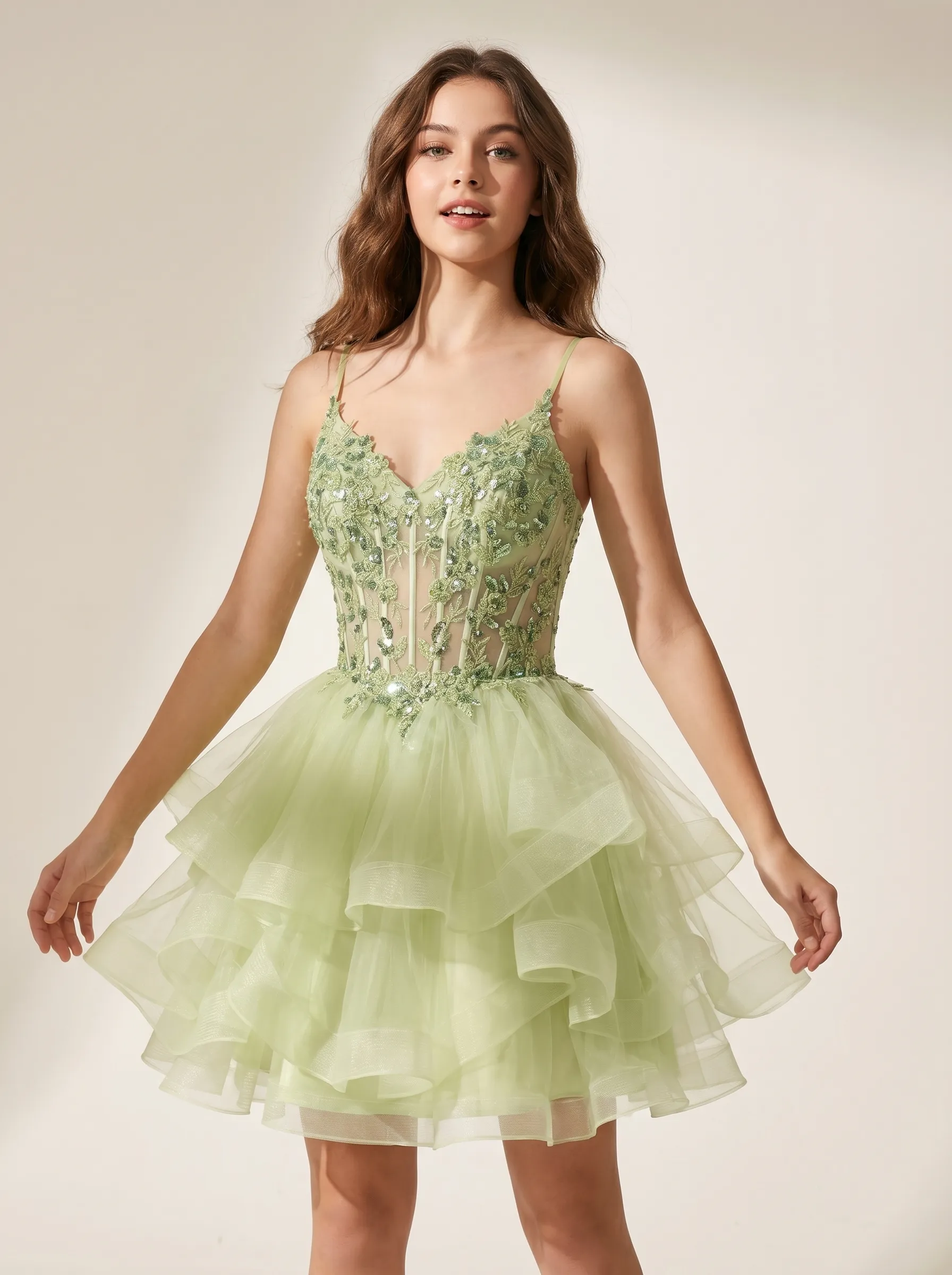 Light Green A-Line Strapless Short Homecoming Dress | Mini Corset Party Gown