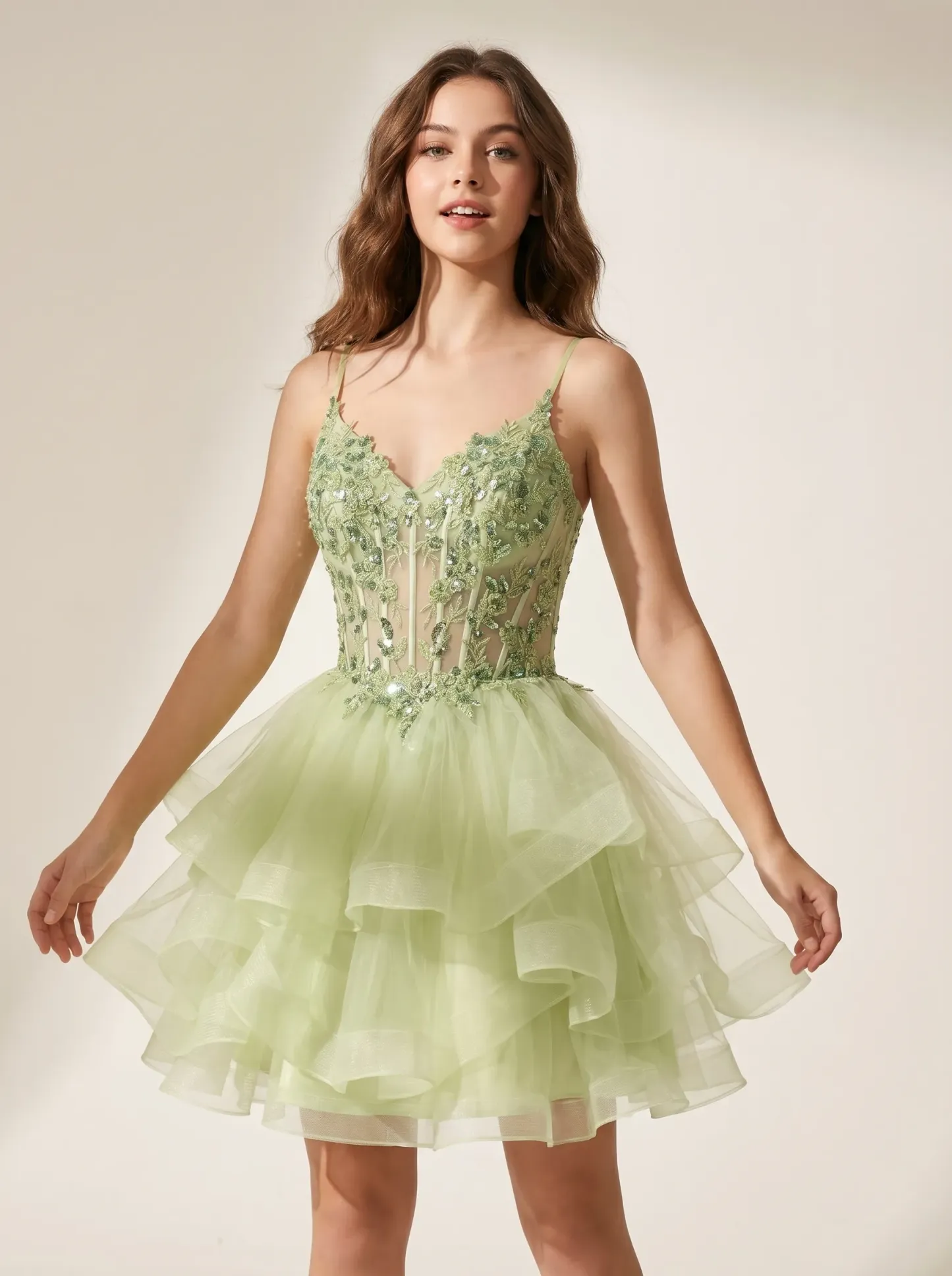Light Green A-Line Strapless Short Homecoming Dress | Mini Corset Party Gown