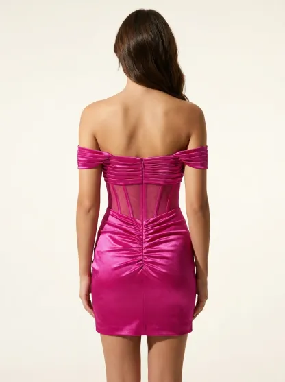 Dark Green Tight Organza Short Homecoming Dress | Satin Bodycon Mini Gown