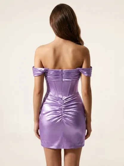 Dark Green Tight Organza Short Homecoming Dress | Satin Bodycon Mini Gown