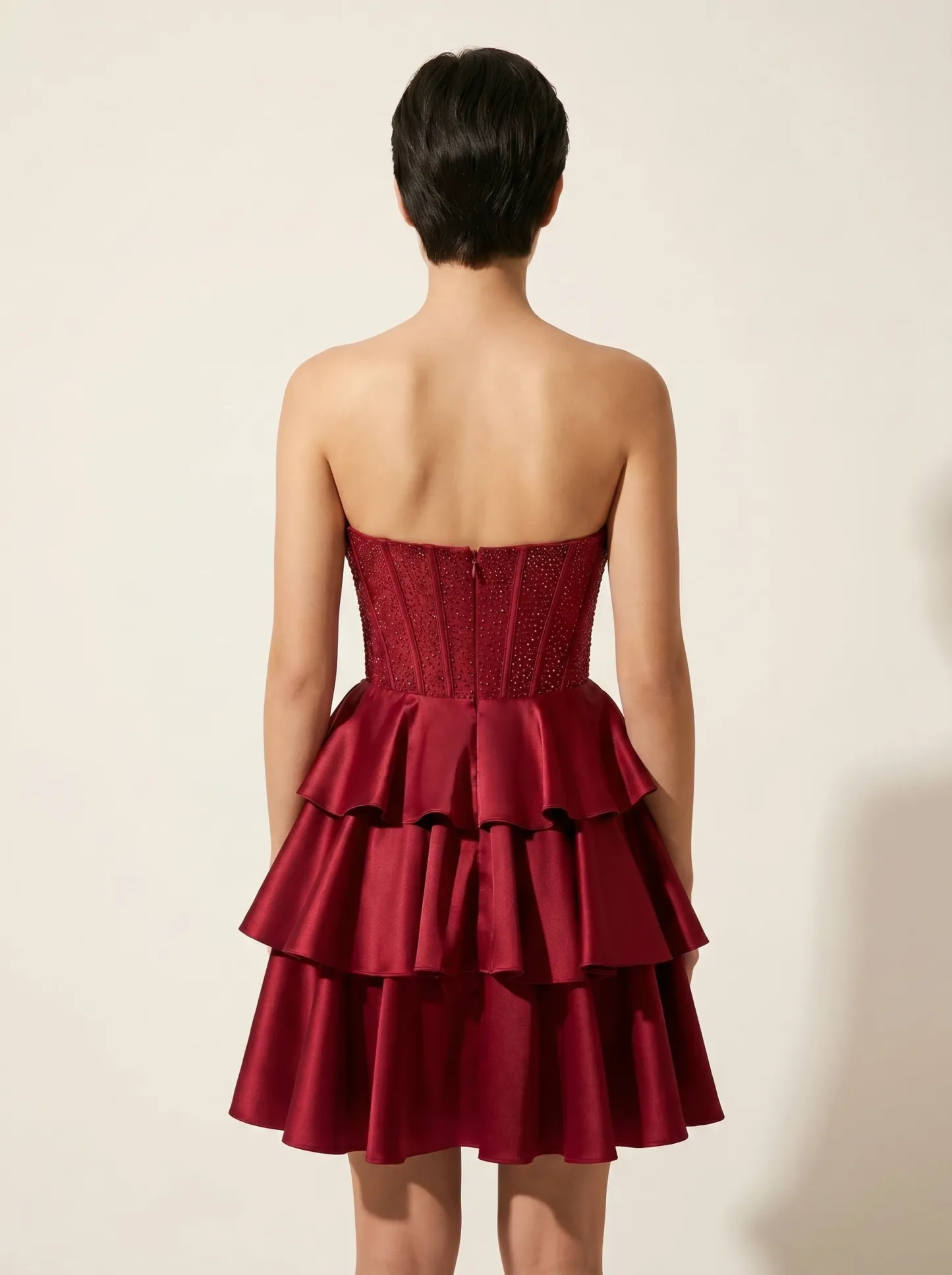 Green Beaded A-line Strapless Corset Homecoming Dress