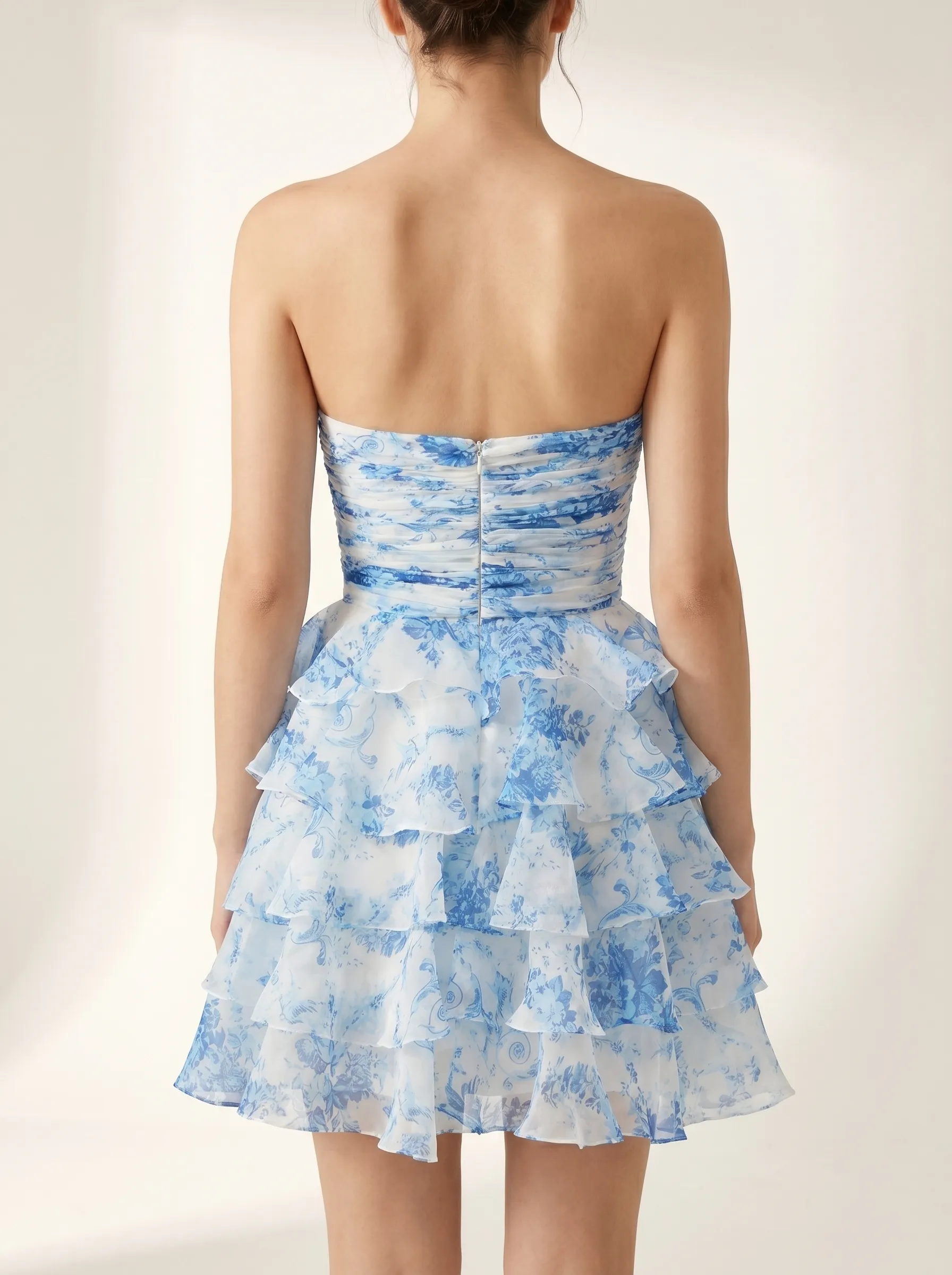 Pink Flower A-Line Short Homecoming Dress | Mini Floral Flare Party Gown