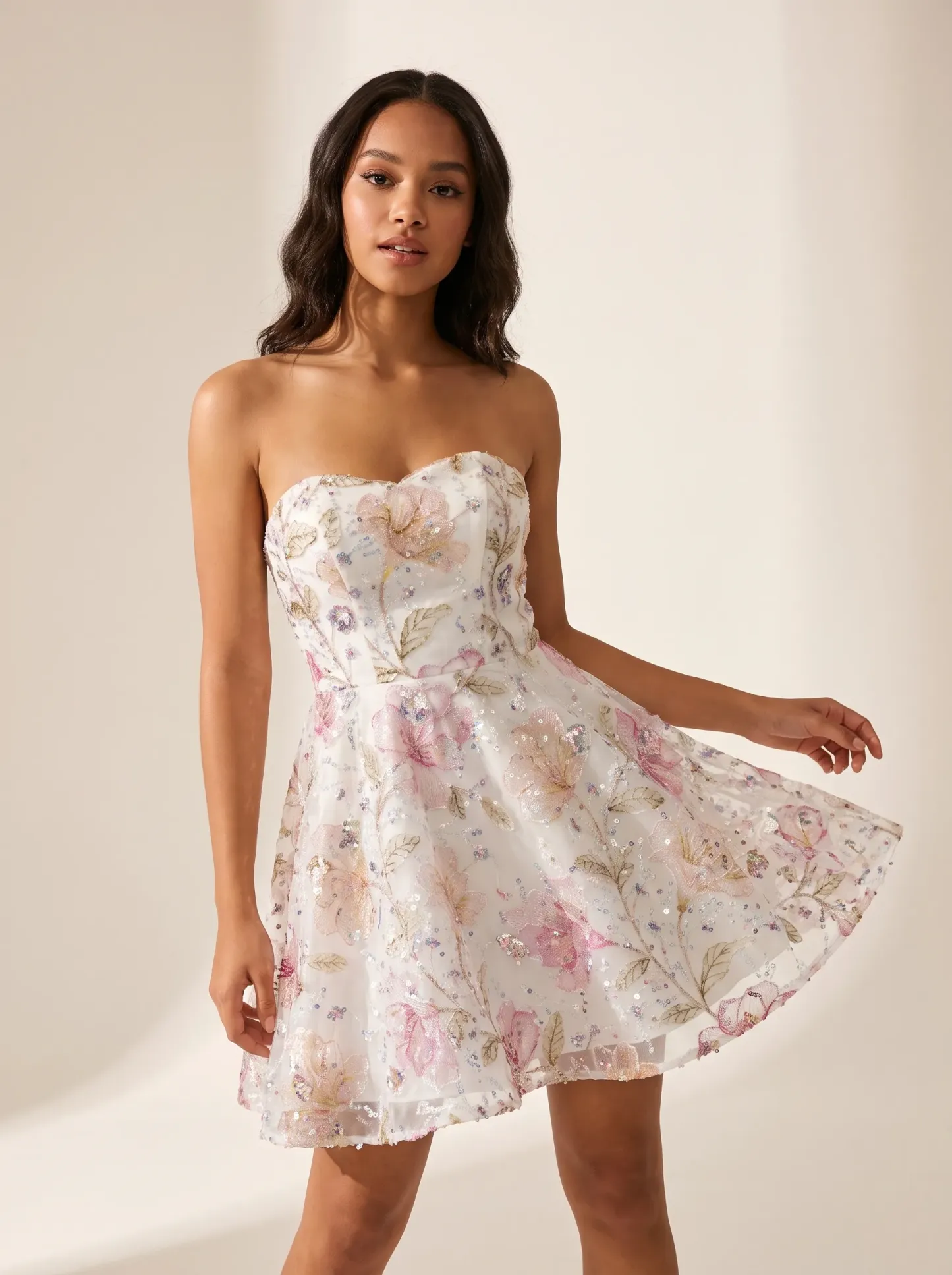 Sparkly Sequins A-Line Short Homecoming Dress | Mini Flare Sequin Gown