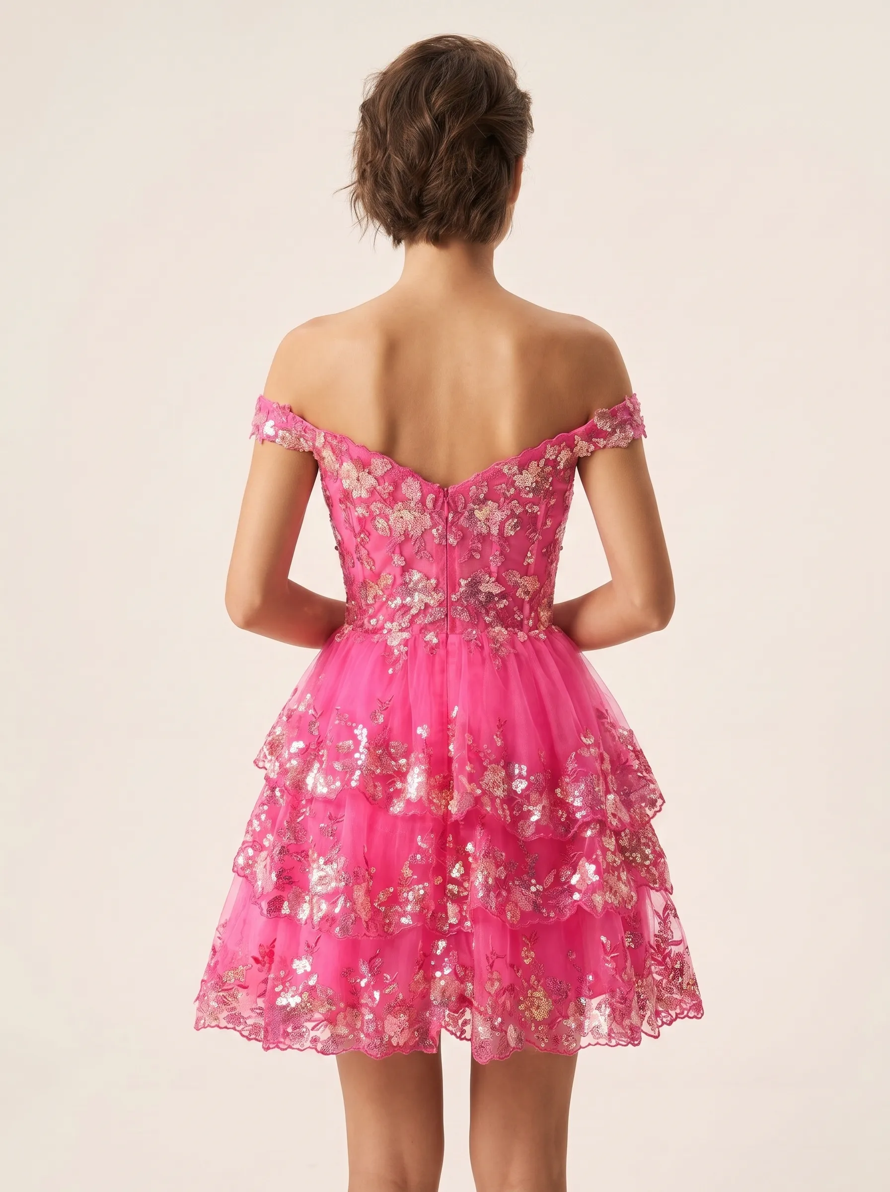 Sparkly Black A-Line Tulle Short Homecoming Dress | Mini Flare Sequin Gown