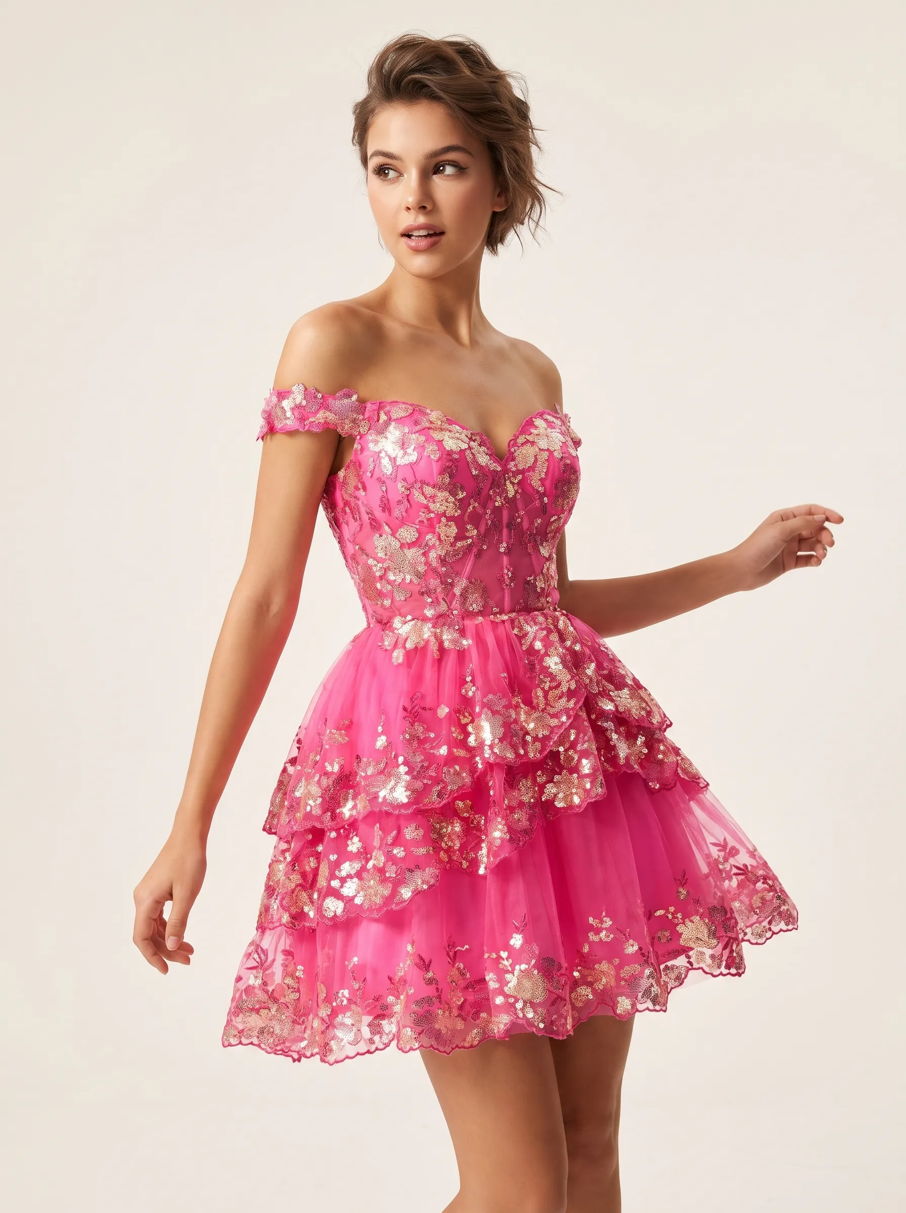 Sparkly Black A-Line Tulle Short Homecoming Dress | Mini Flare Sequin Gown