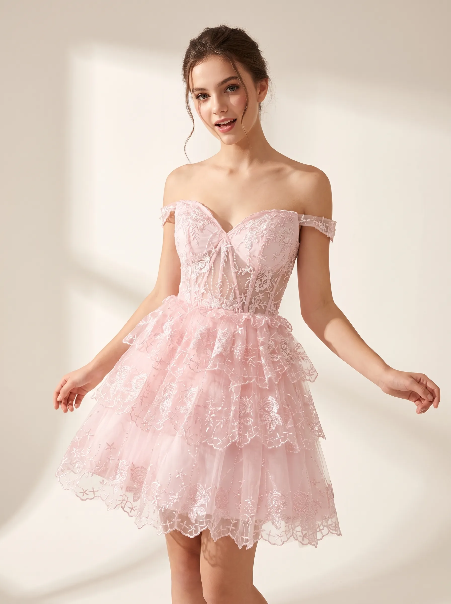 Cute A-Line Off-the-Shoulder Short Homecoming Dress | Mini Flare Party Gown