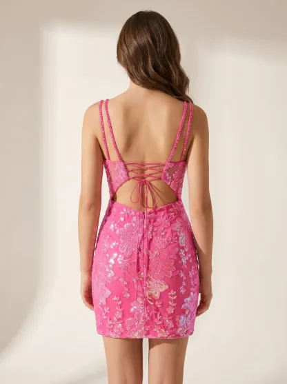 Gorgeous Orange Lace Short Homecoming Dress | Mini A-Line Flare Gown