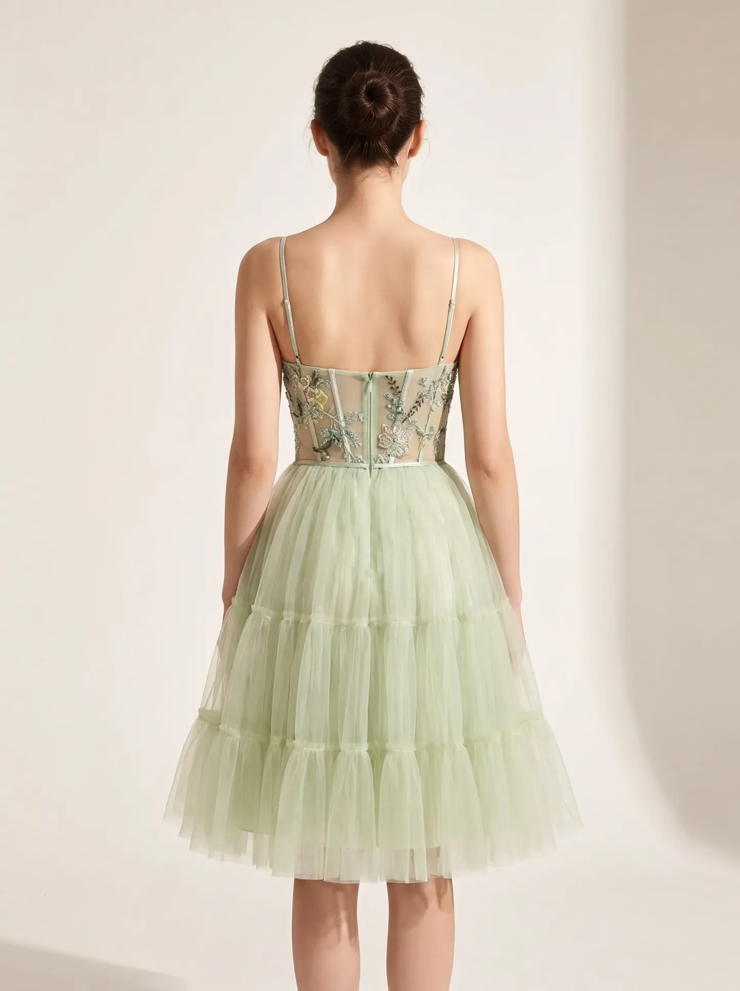 Green Applique Corset Short Homecoming Dress | Mini Lace Party Gown