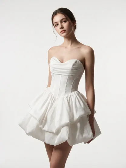 Gorgeous A-Line Spaghetti Straps Purple Dress | Homecoming Tiered Mini Gown