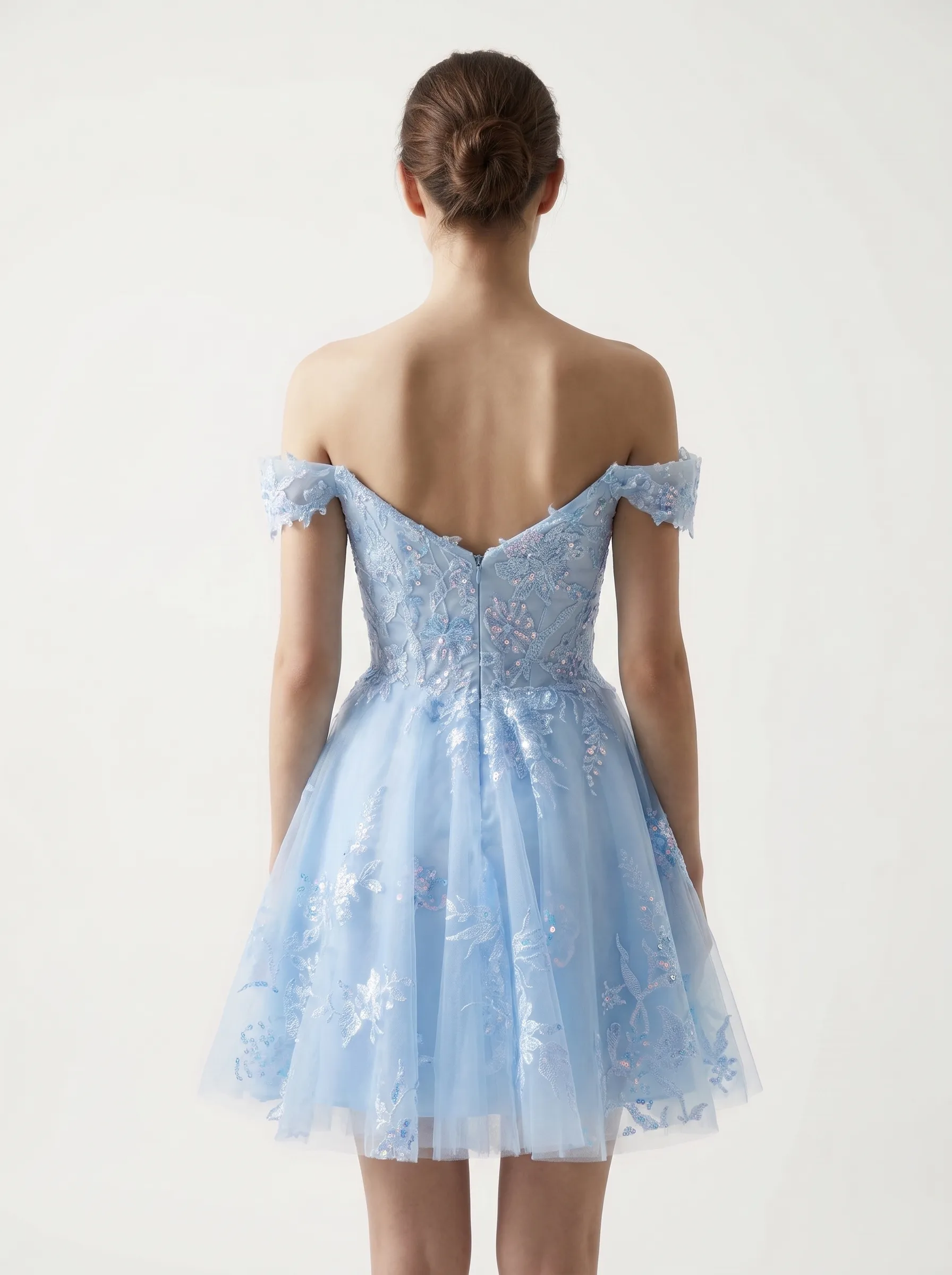 [Copy]Ethereal Floral Sequin Corset Dress | Homecoming Strapless A-Line Mini Gown
