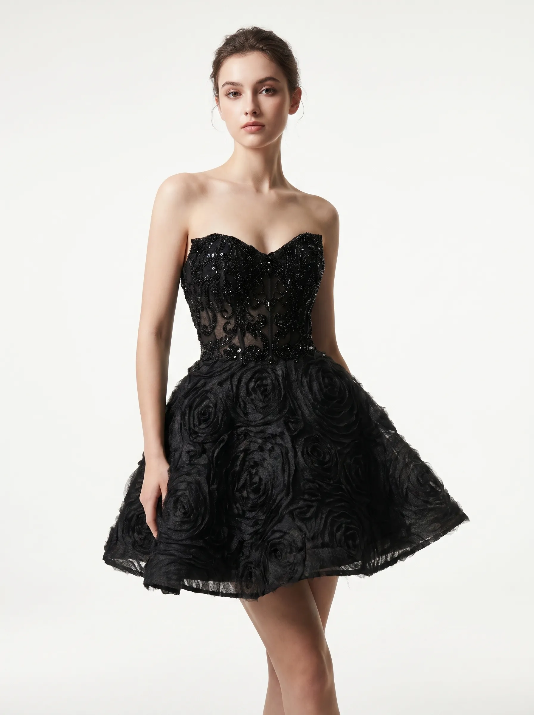 [Copy]Exquisite Strapless Periwinkle Dress | Homecoming Tiered Tulle Corset Mini Gown