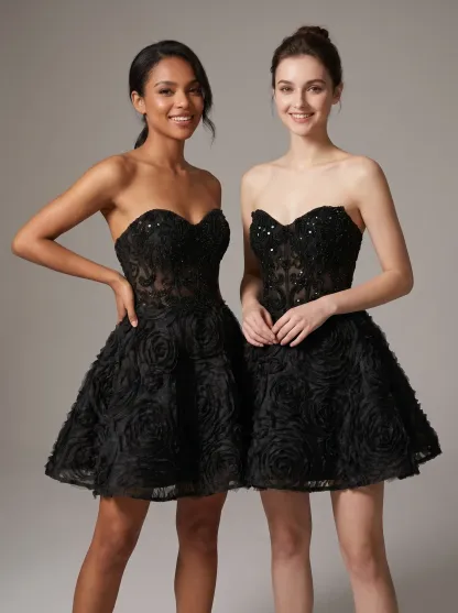 [Copy]Exquisite Strapless Periwinkle Dress | Homecoming Tiered Tulle Corset Mini Gown