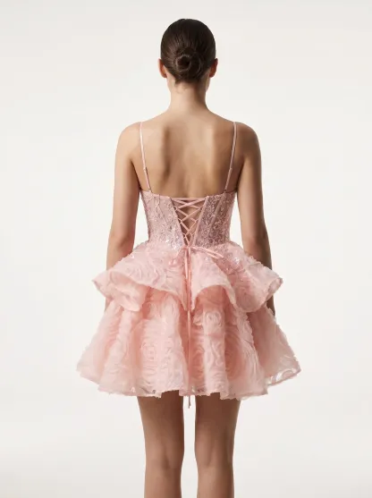 [Copy]Breathtaking Deep Sweetheart Aqua Dress | Homecoming Oversized 3D Rose Mini Gown