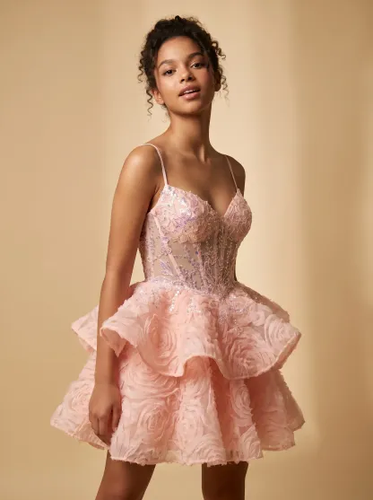 [Copy]Breathtaking Deep Sweetheart Aqua Dress | Homecoming Oversized 3D Rose Mini Gown