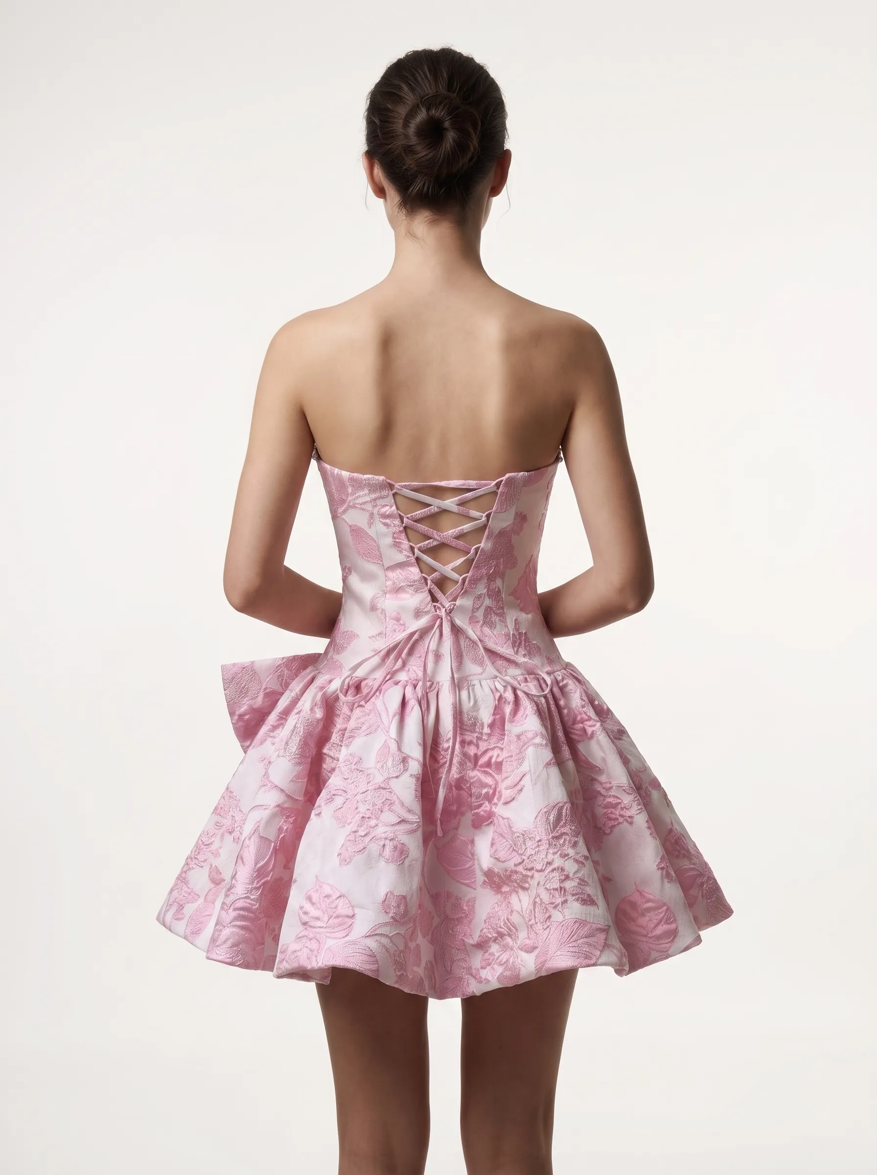 [Copy]Gorgeous Spaghetti Straps Pink Dress | Homecoming Tiered 3D Rose Mini Gown