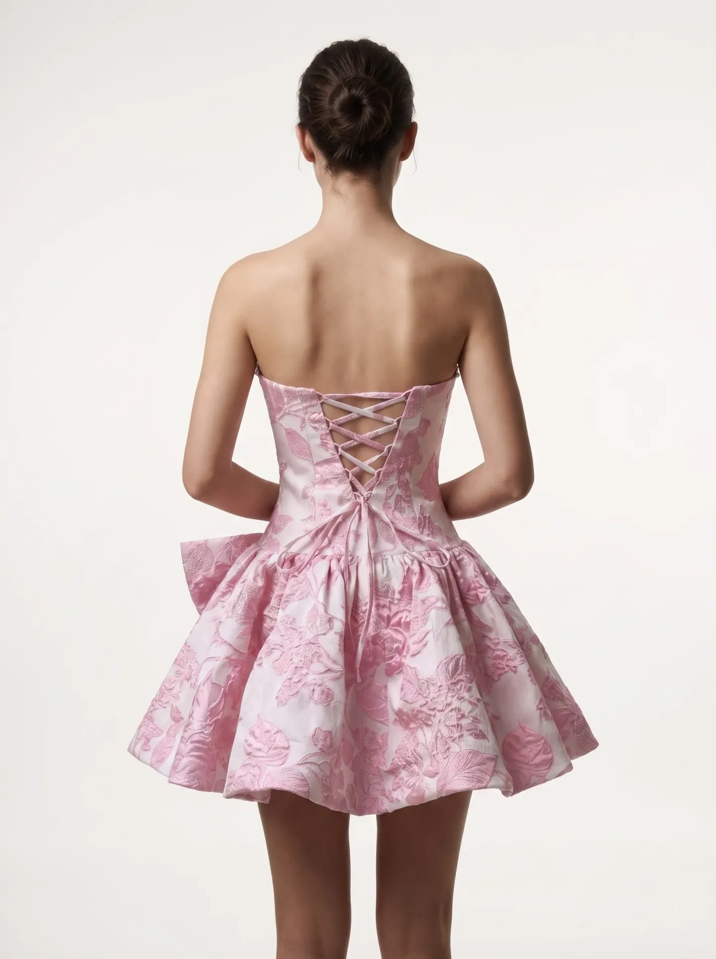 [Copy]Gorgeous Spaghetti Straps Pink Dress | Homecoming Tiered 3D Rose Mini Gown