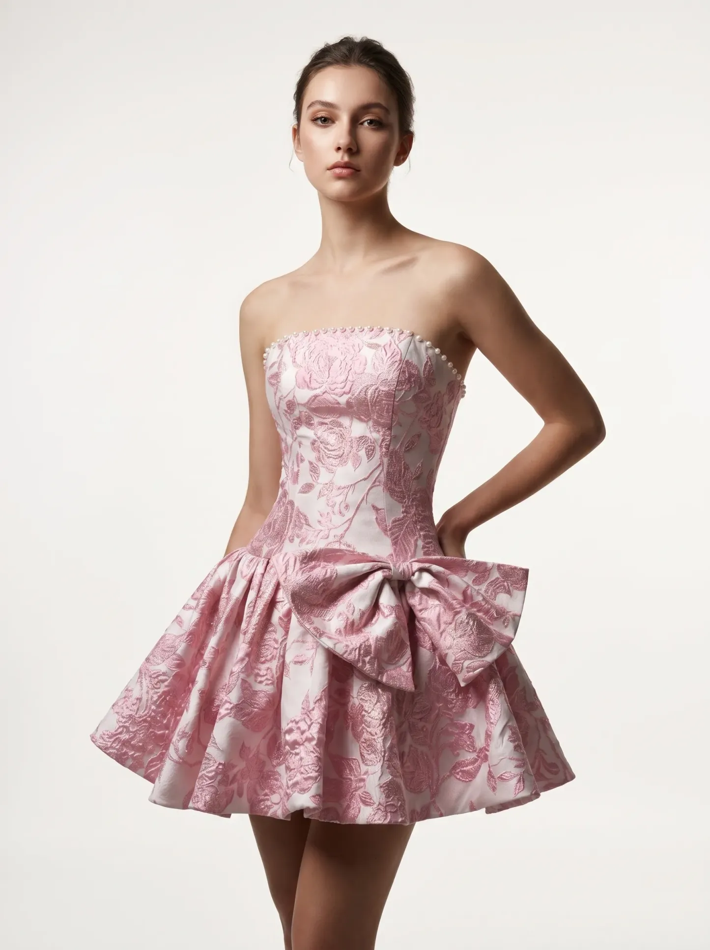 [Copy]Gorgeous Spaghetti Straps Pink Dress | Homecoming Tiered 3D Rose Mini Gown