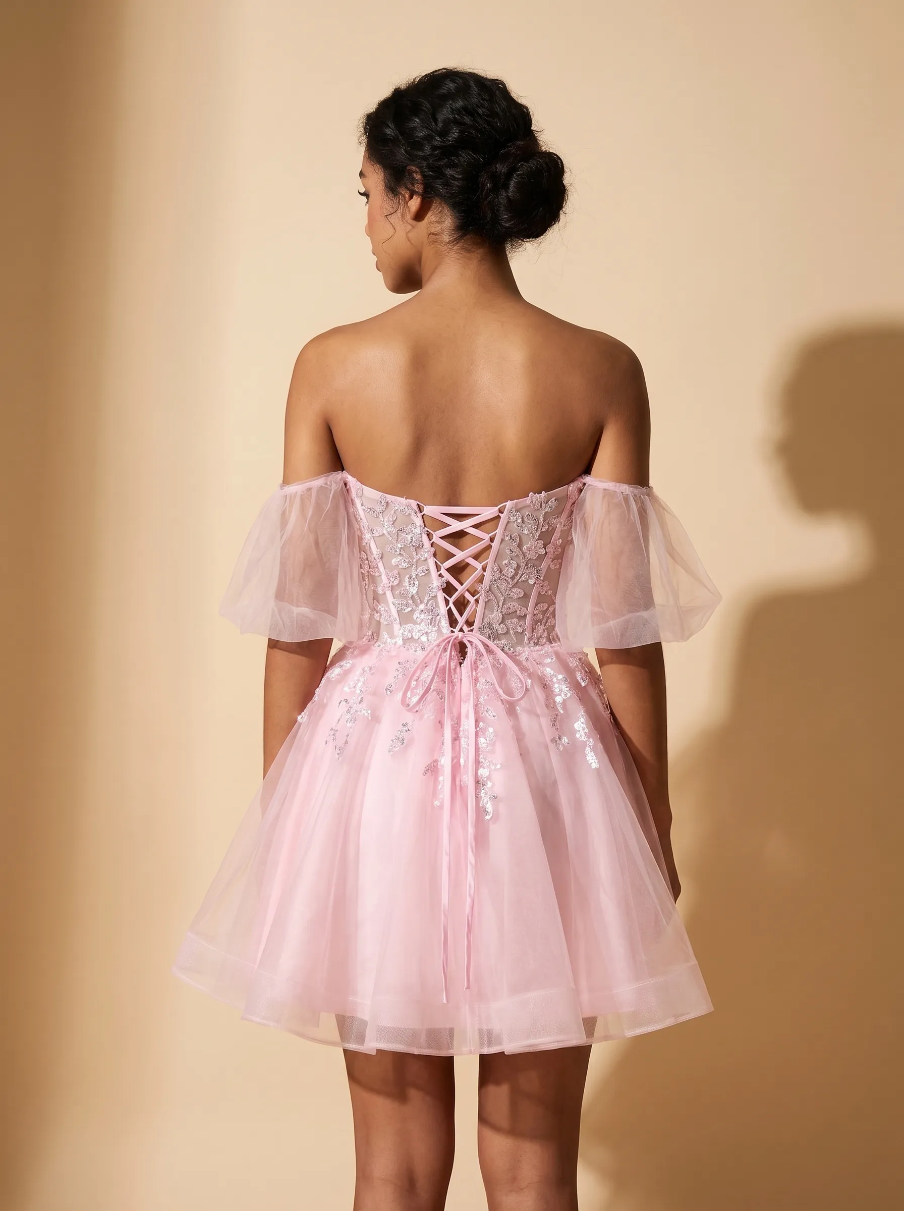 [Copy]Radiant Spaghetti Straps Yellow Dress | Homecoming Tiered Ruffle Corset Mini Gown