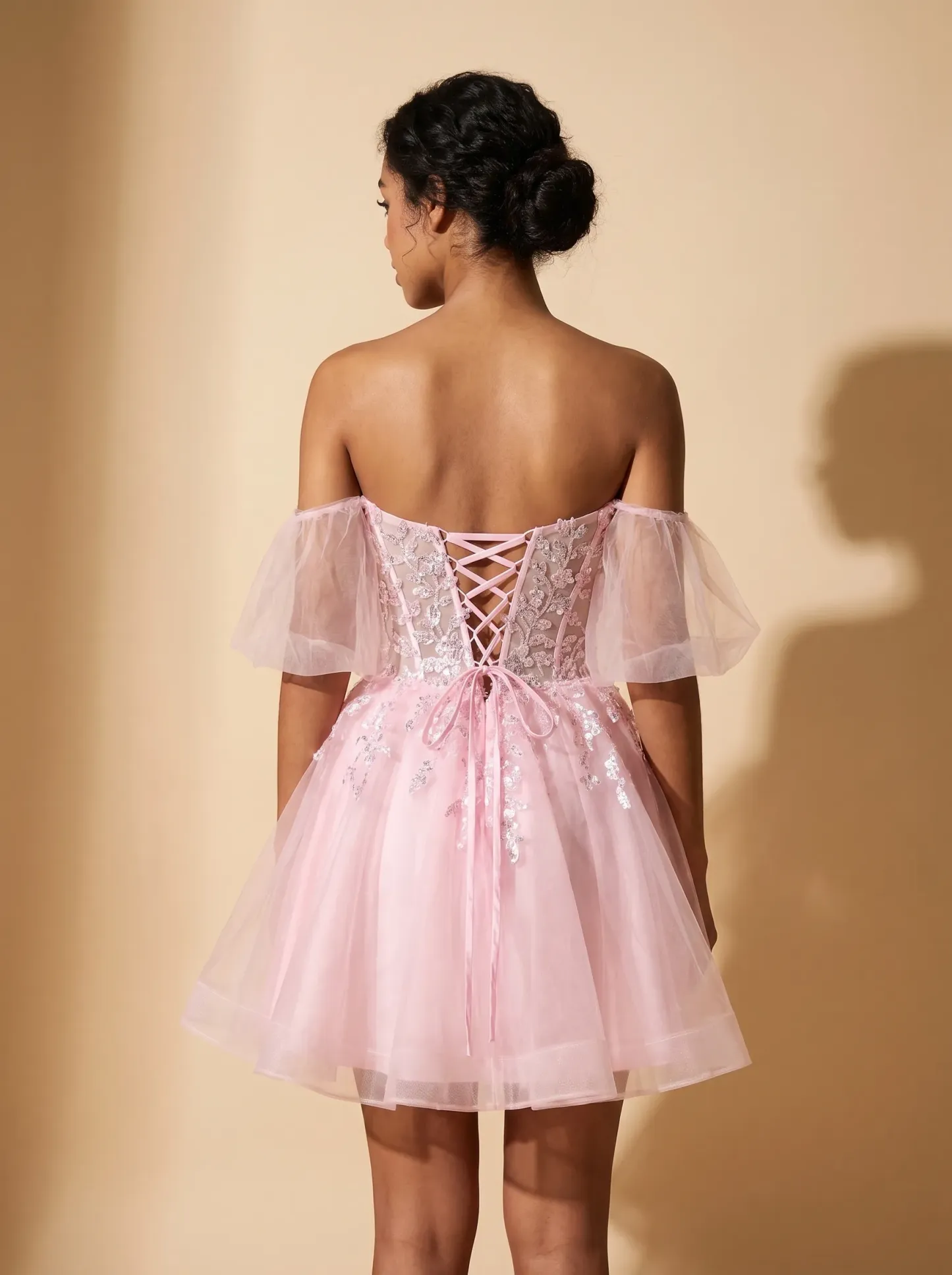 [Copy]Radiant Spaghetti Straps Yellow Dress | Homecoming Tiered Ruffle Corset Mini Gown