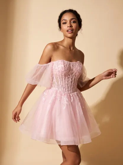 [Copy]Radiant Spaghetti Straps Yellow Dress | Homecoming Tiered Ruffle Corset Mini Gown