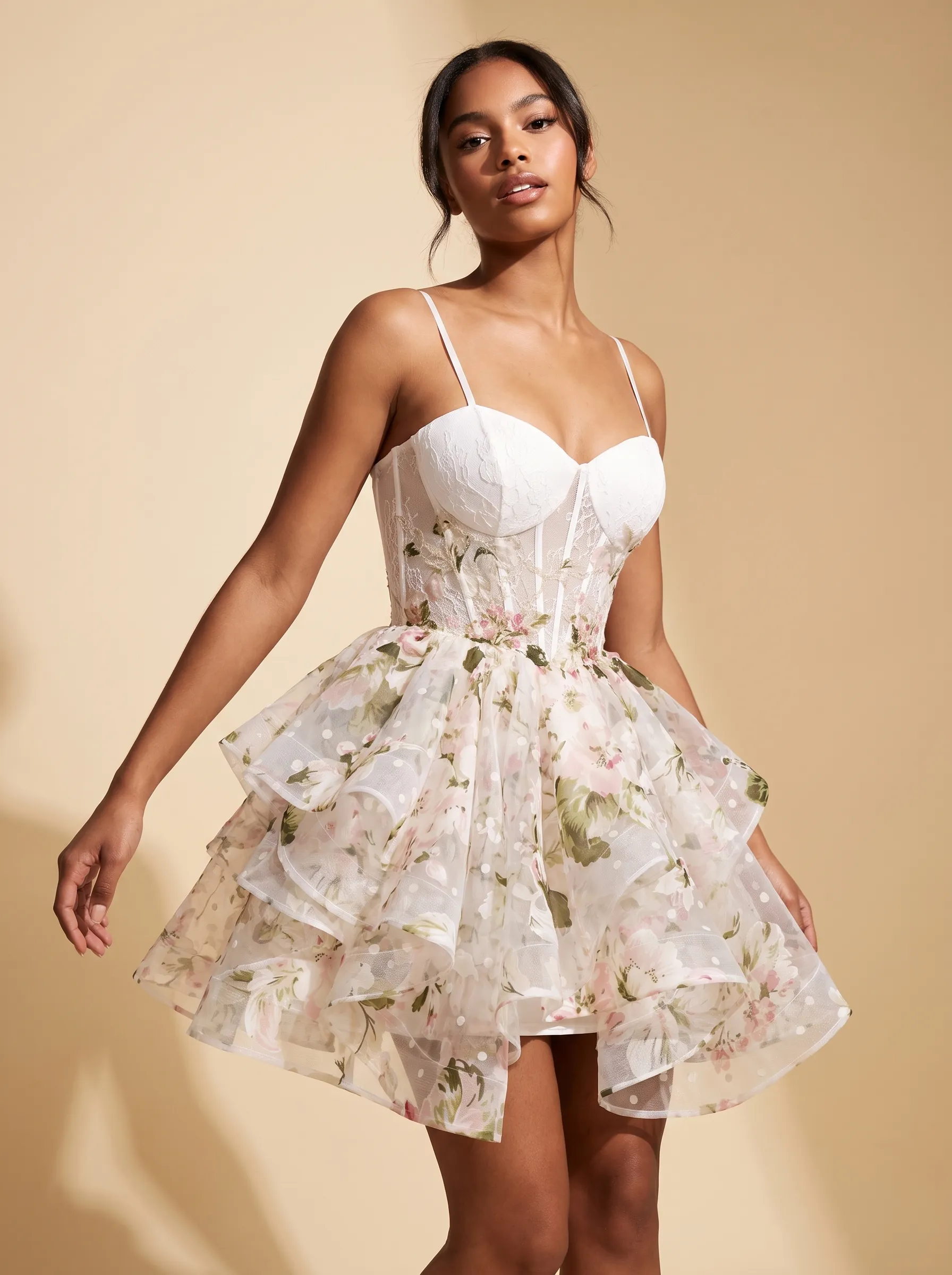 [Copy]Stunning Spaghetti Straps Emerald Green Dress | Homecoming Shimmer Tulle Corset Mini Gown