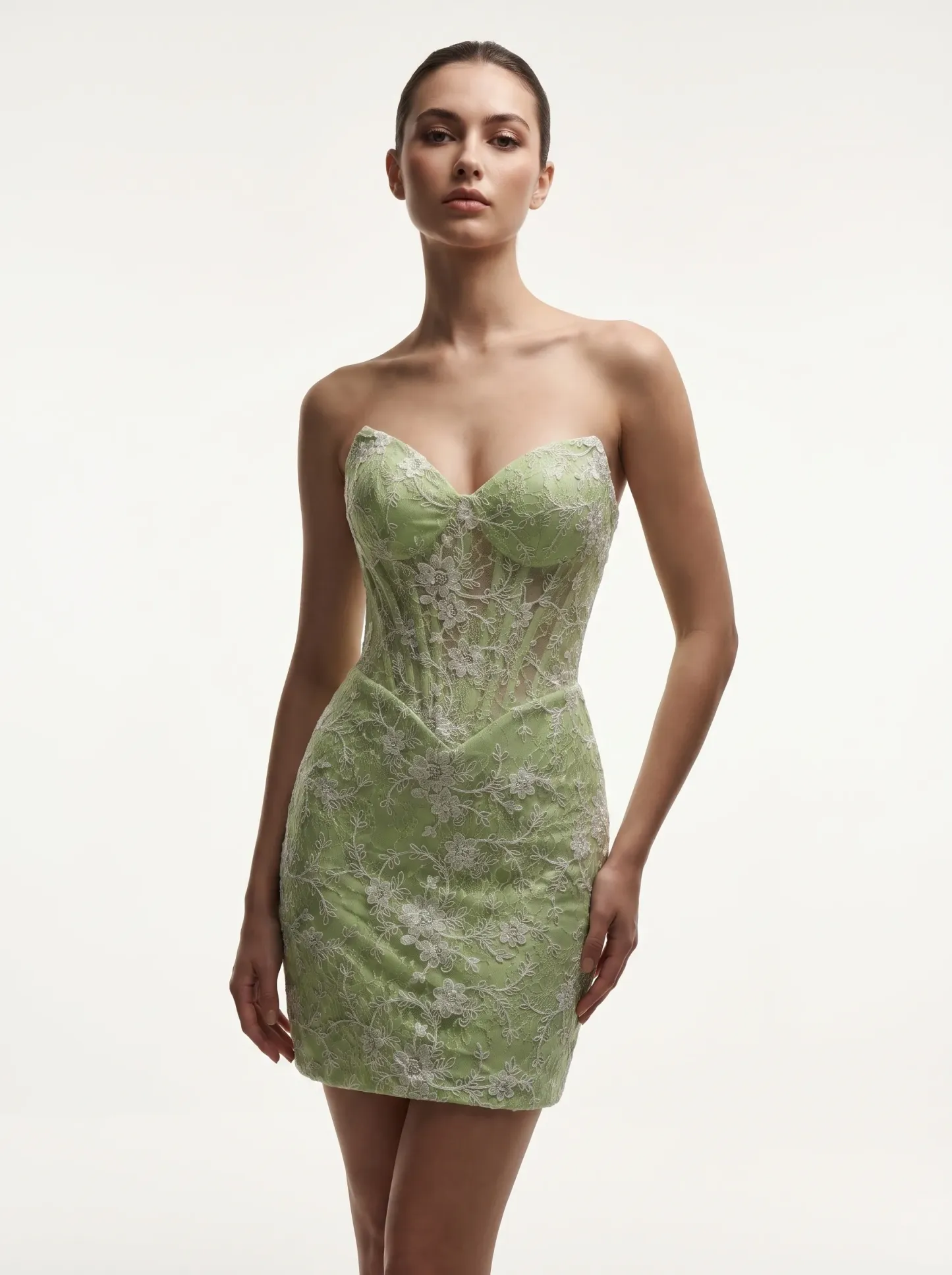[Copy]Gorgeous Spaghetti Straps Floral White Dress | Homecoming Tiered Organza Corset Mini Gown