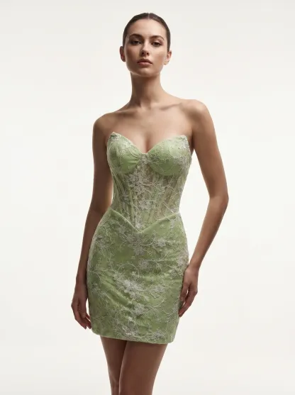 [Copy]Gorgeous Spaghetti Straps Floral White Dress | Homecoming Tiered Organza Corset Mini Gown
