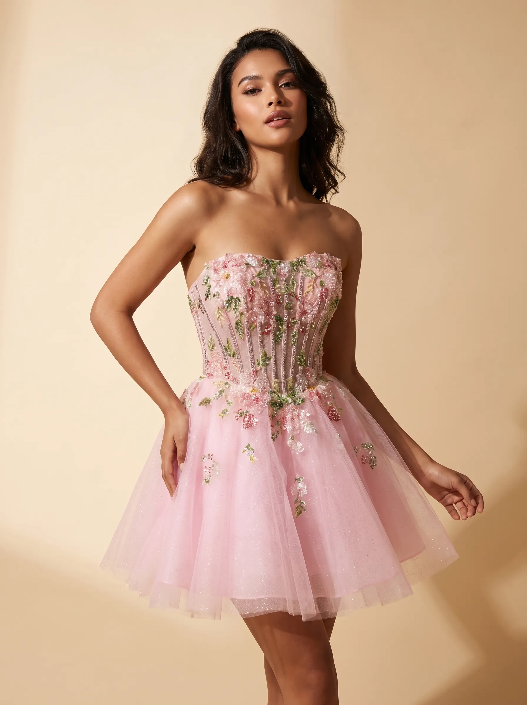 [Copy]Gorgeous Spaghetti Straps Light Blue Dress | Homecoming Tiered Ruffle Corset Mini Gown