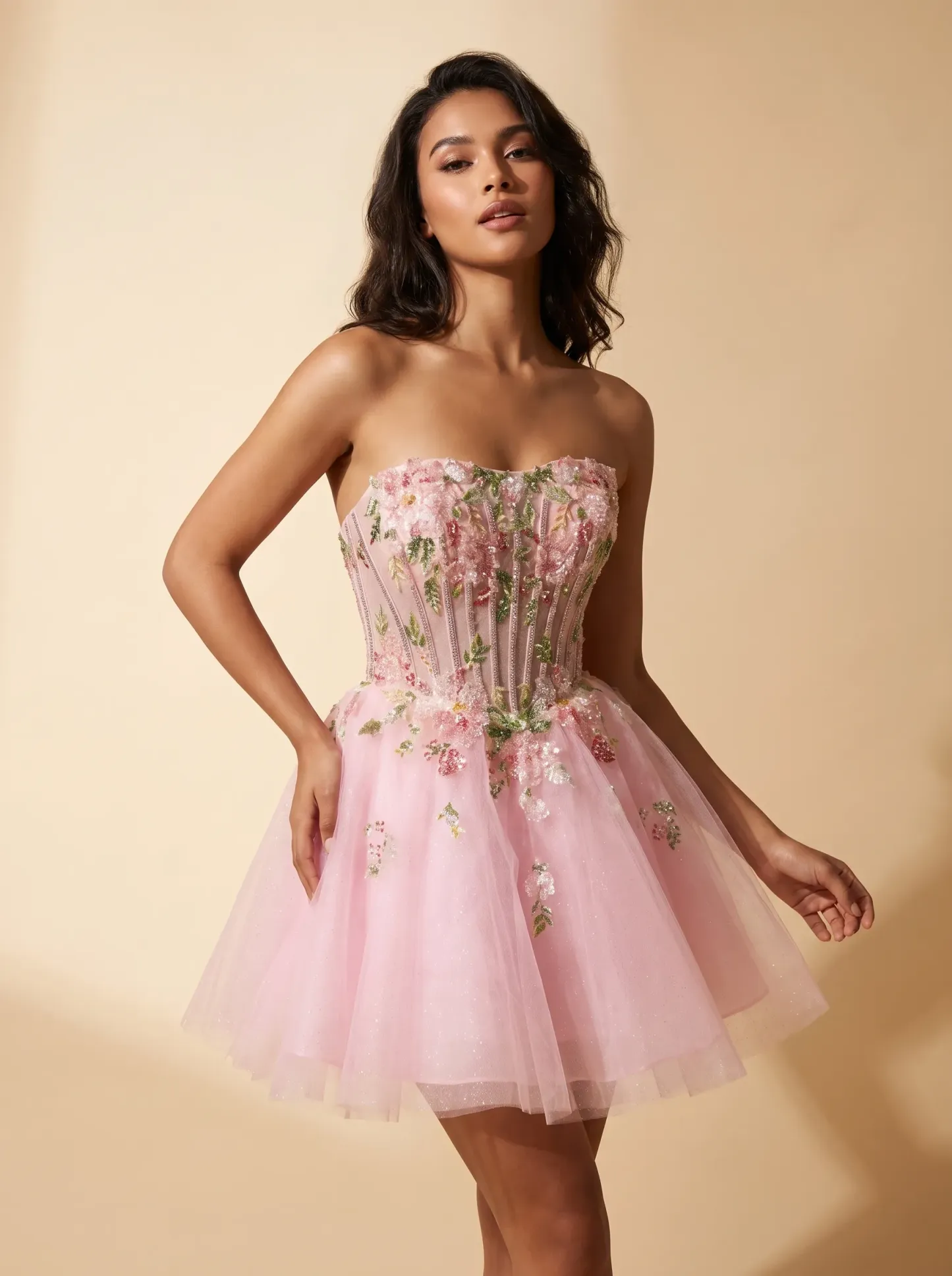 [Copy]Gorgeous Spaghetti Straps Light Blue Dress | Homecoming Tiered Ruffle Corset Mini Gown