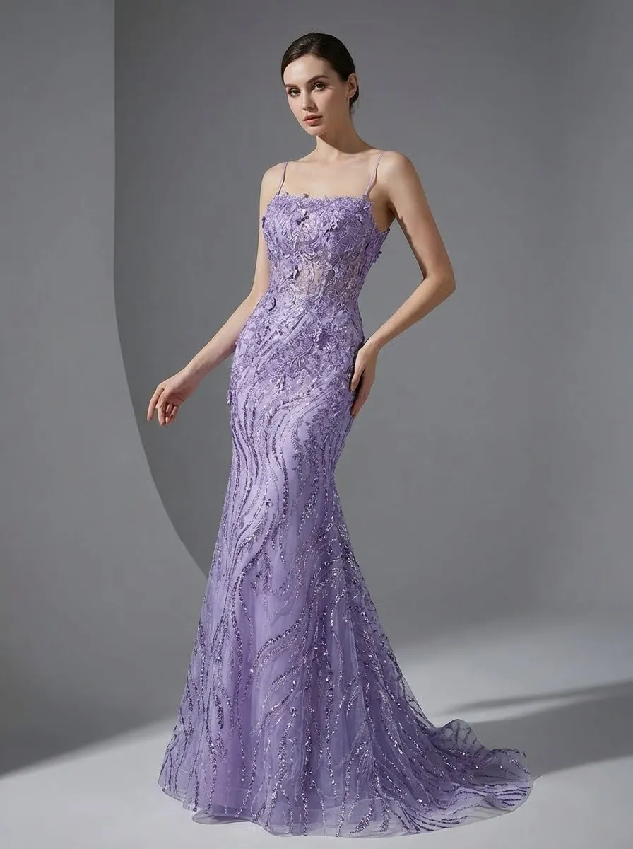 purple sparkly bridesmaid dresses Beaded Mermaid Prom Dress adding a luxurious touch
