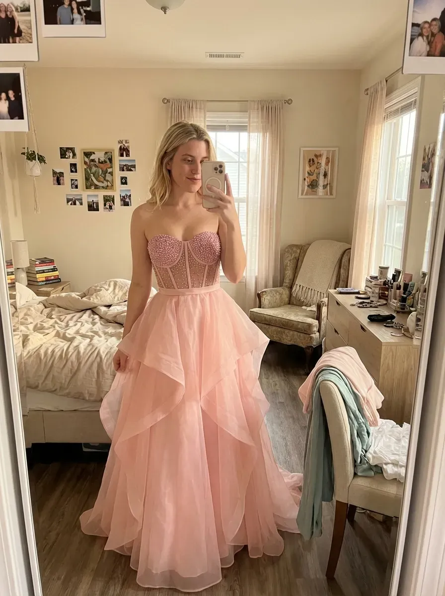 Black Strapless Ball Gown | Elegant Organza Evening Formal Dress