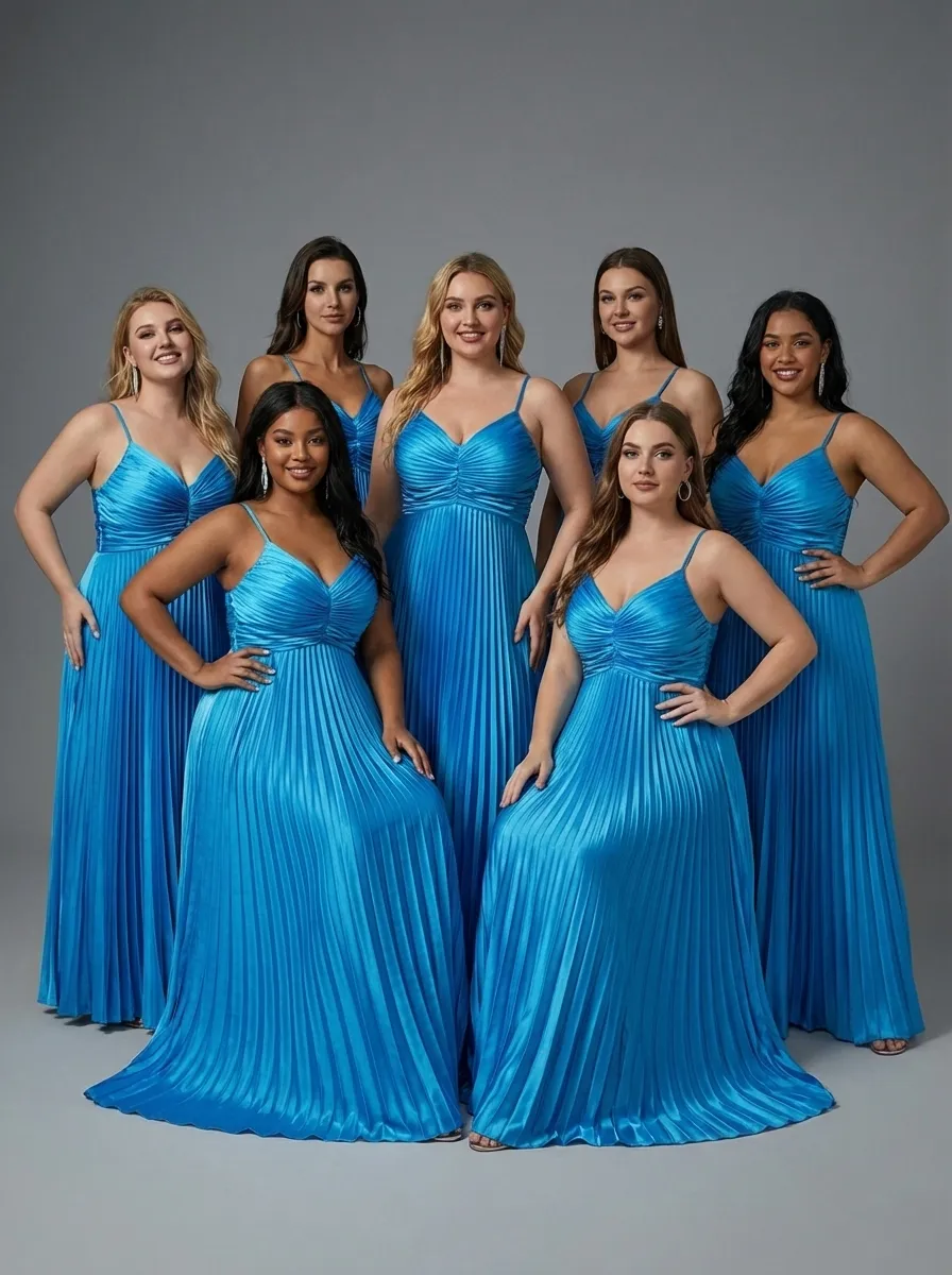 Lake Blue A-Line Prom Dress | Minimalist Spaghetti Straps Long Gown