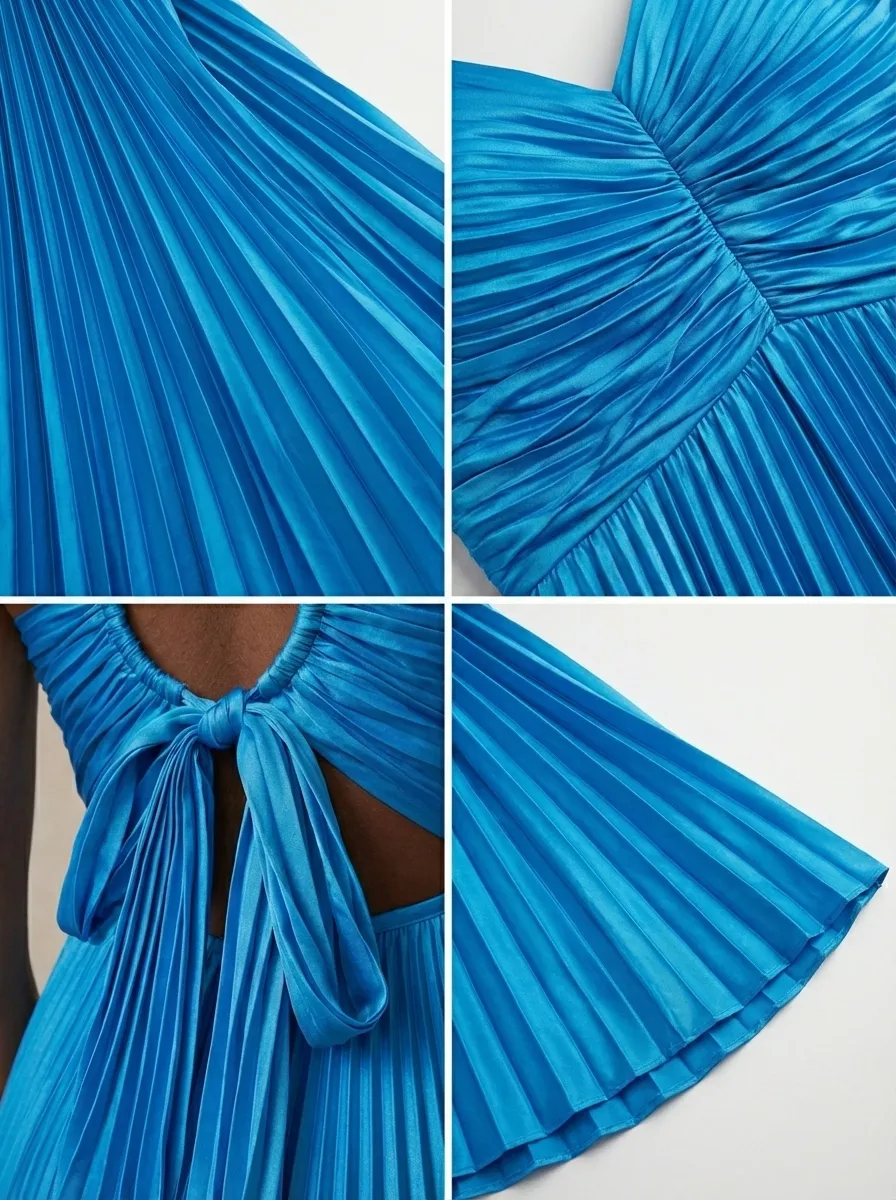 Lake Blue A-Line Prom Dress | Minimalist Spaghetti Straps Long Gown