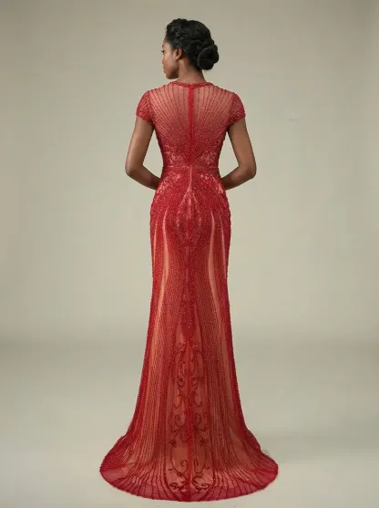 Black Beaded Mermaid Prom Dress | Elegant Tulle Gown for Formal Events